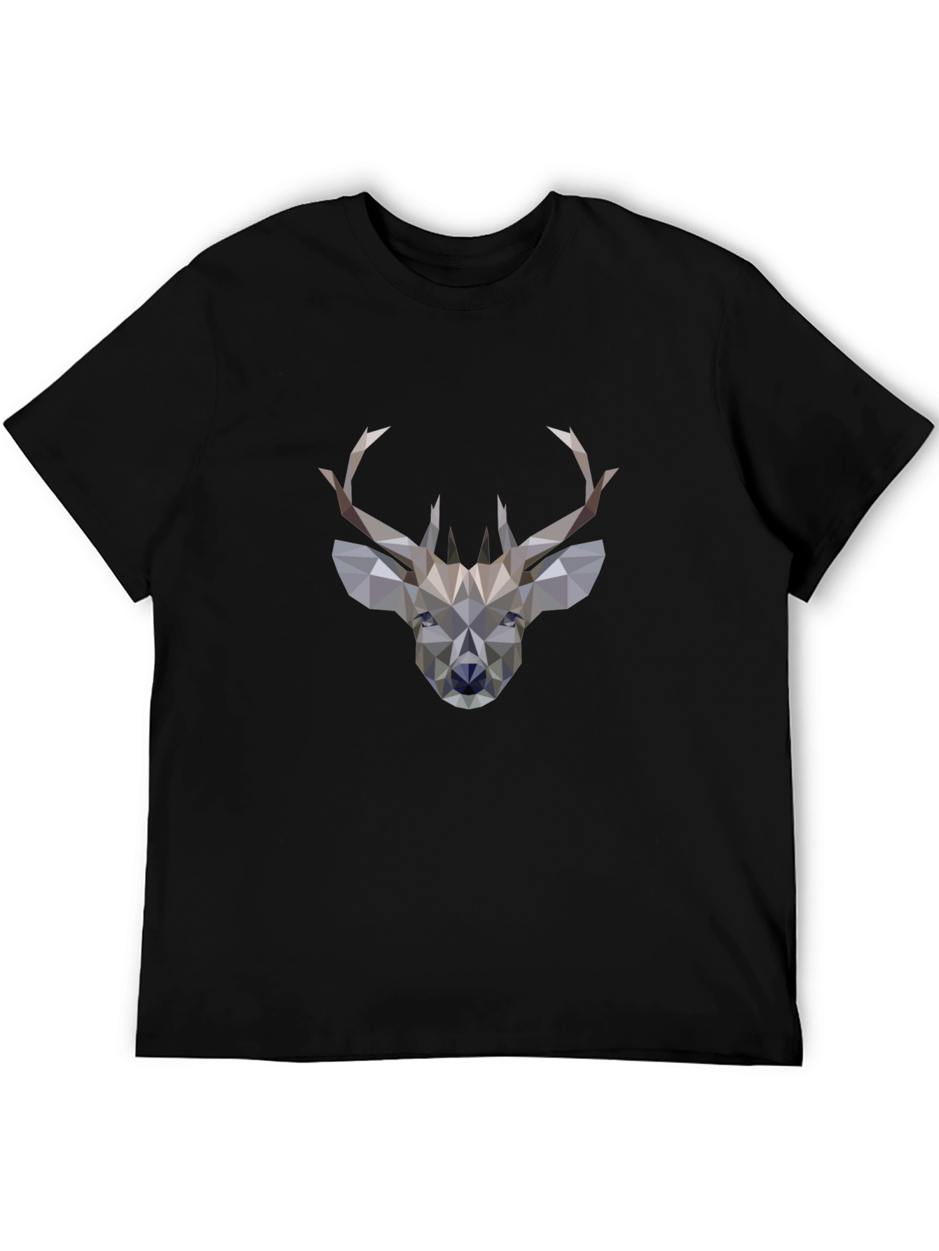 Geometric Deer Graphic Black T-Shirt