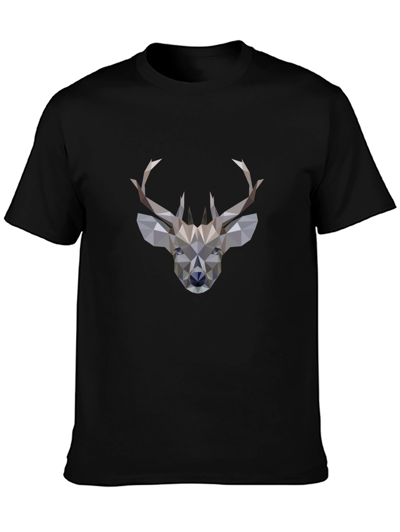 Geometric Deer Graphic Black T-Shirt