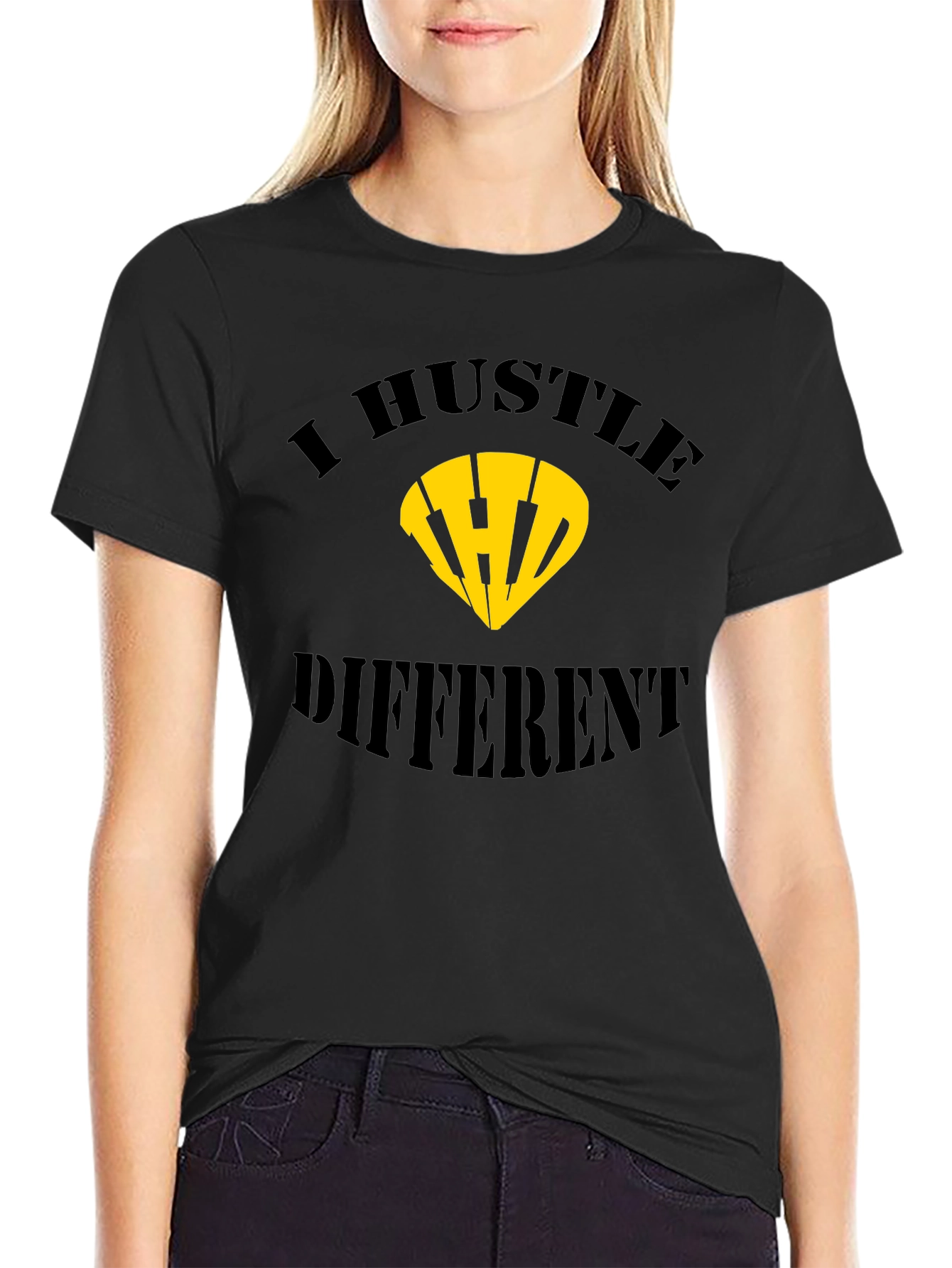 I Hustle Different Black Graphic Tee