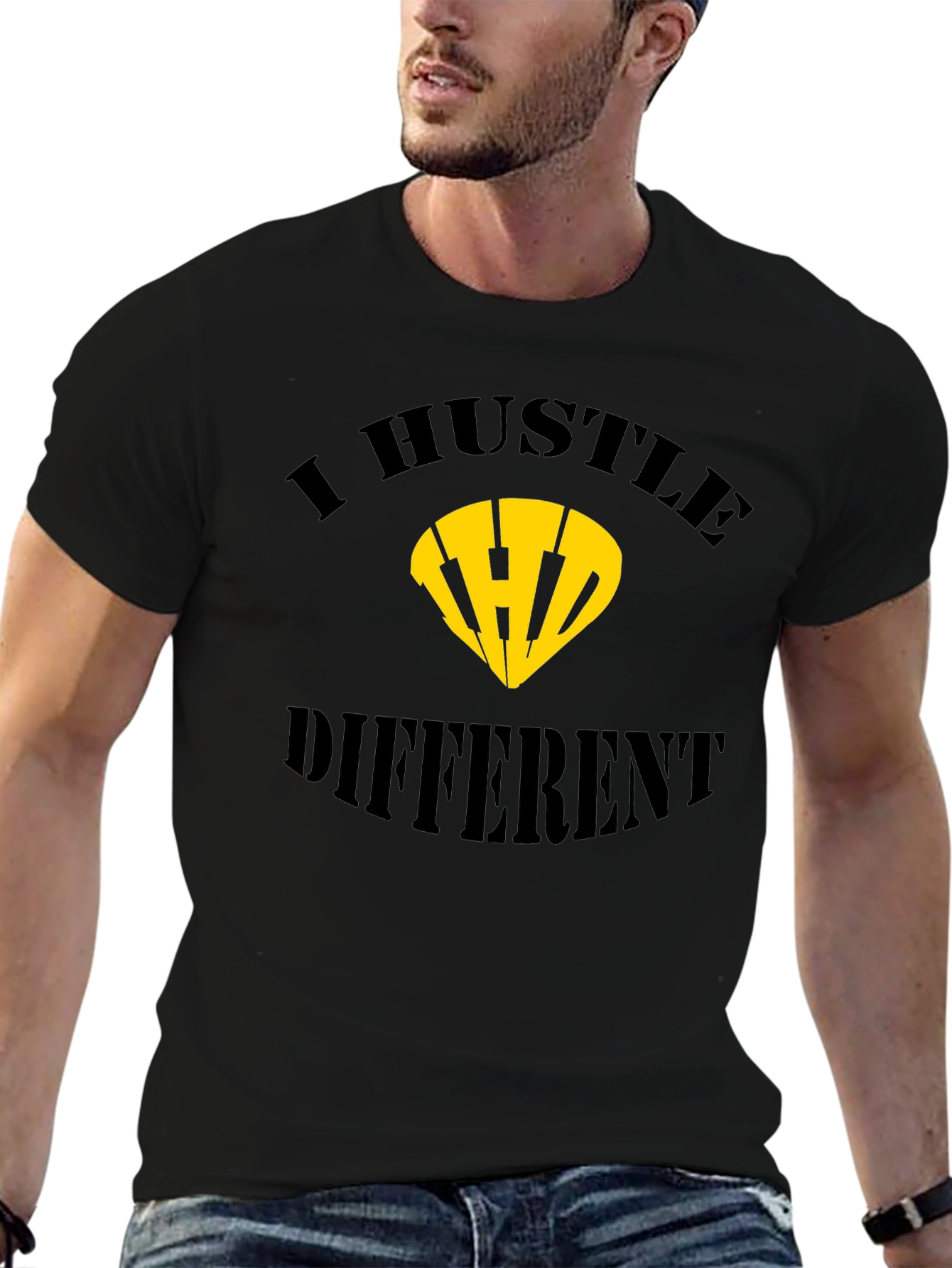 I Hustle Different Black Graphic Tee