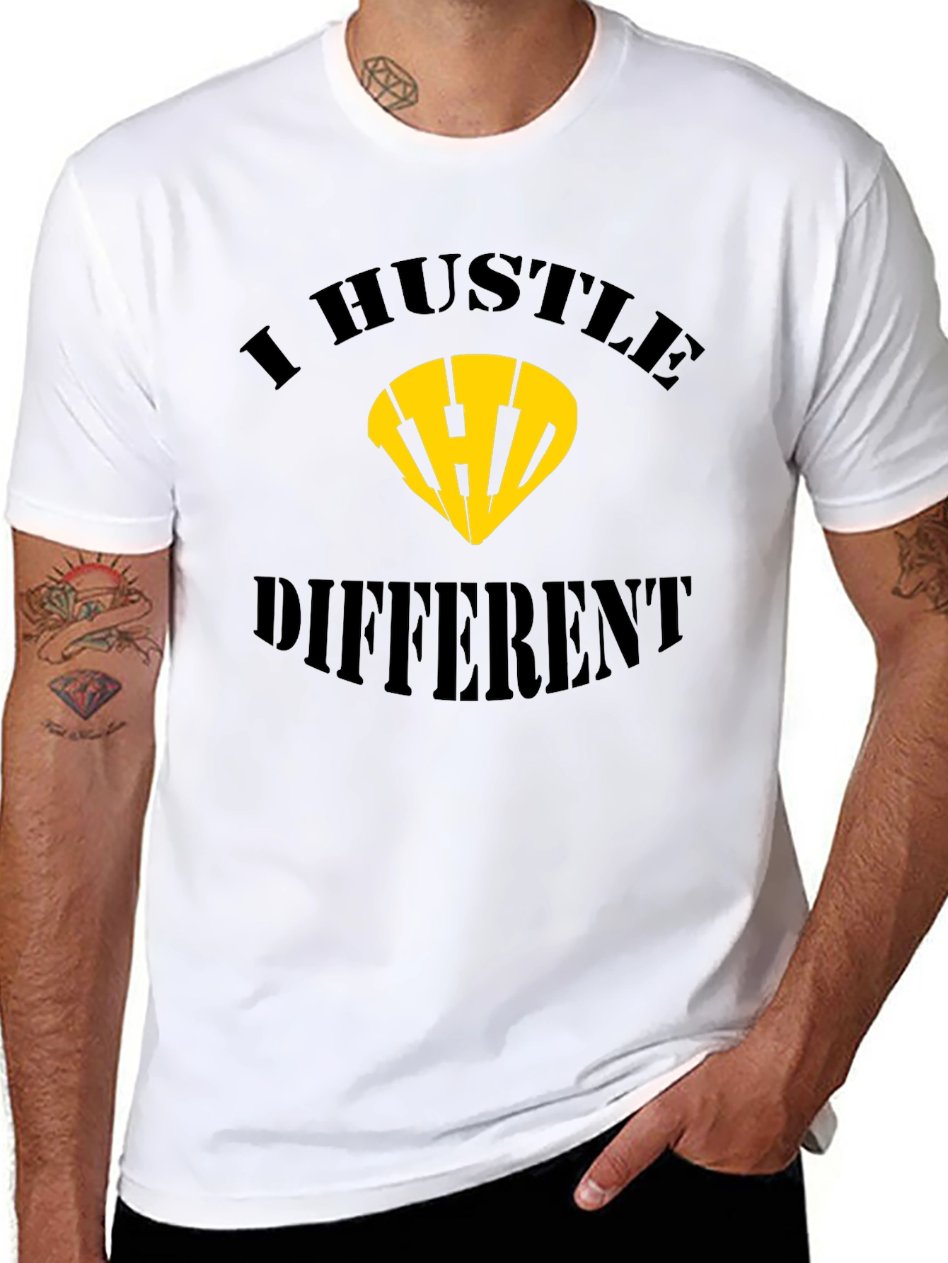I Hustle Different Black Graphic Tee