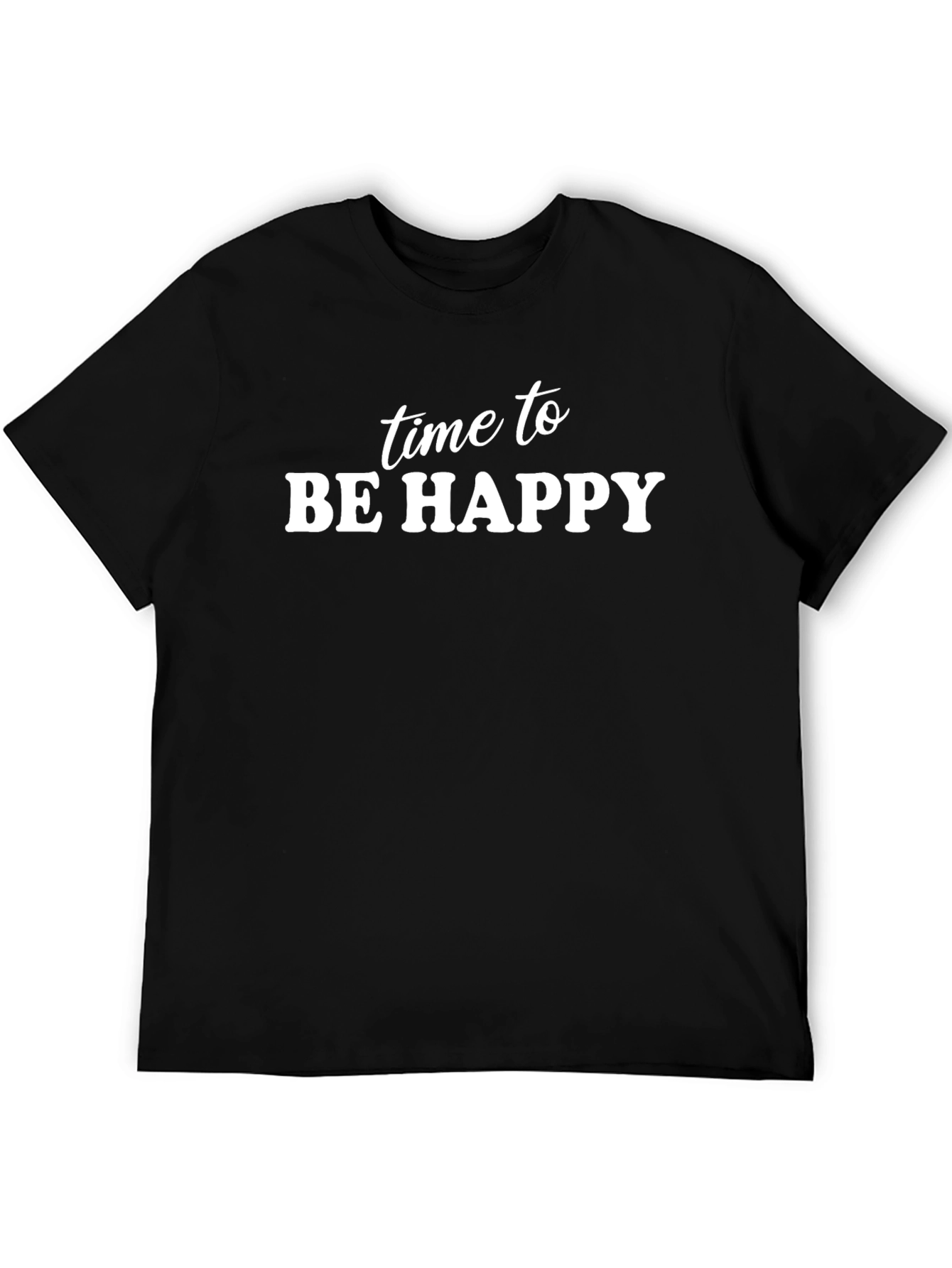 Time to Be Happy Black Graphic T-Shirt
