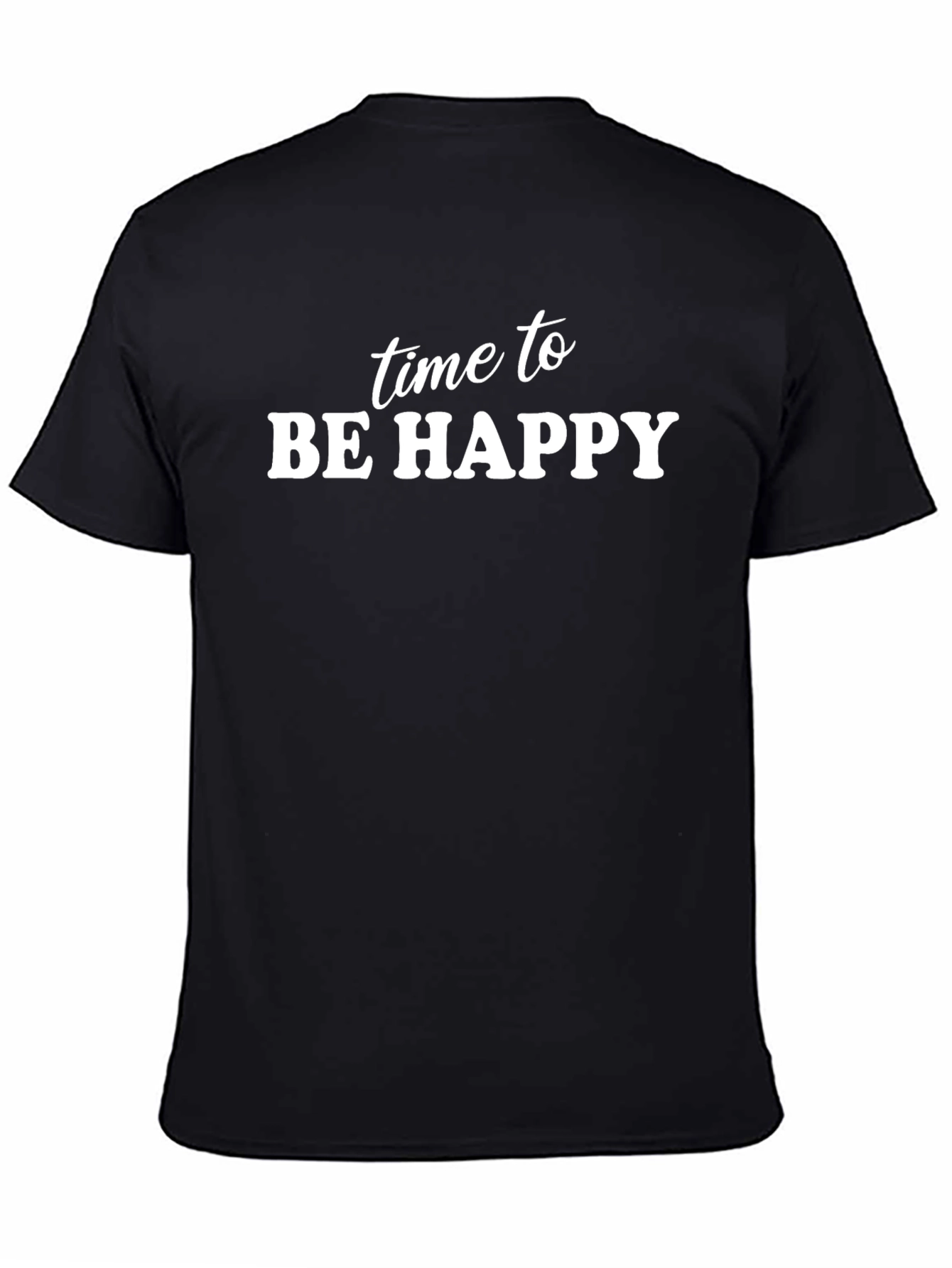Time to Be Happy Black Graphic T-Shirt