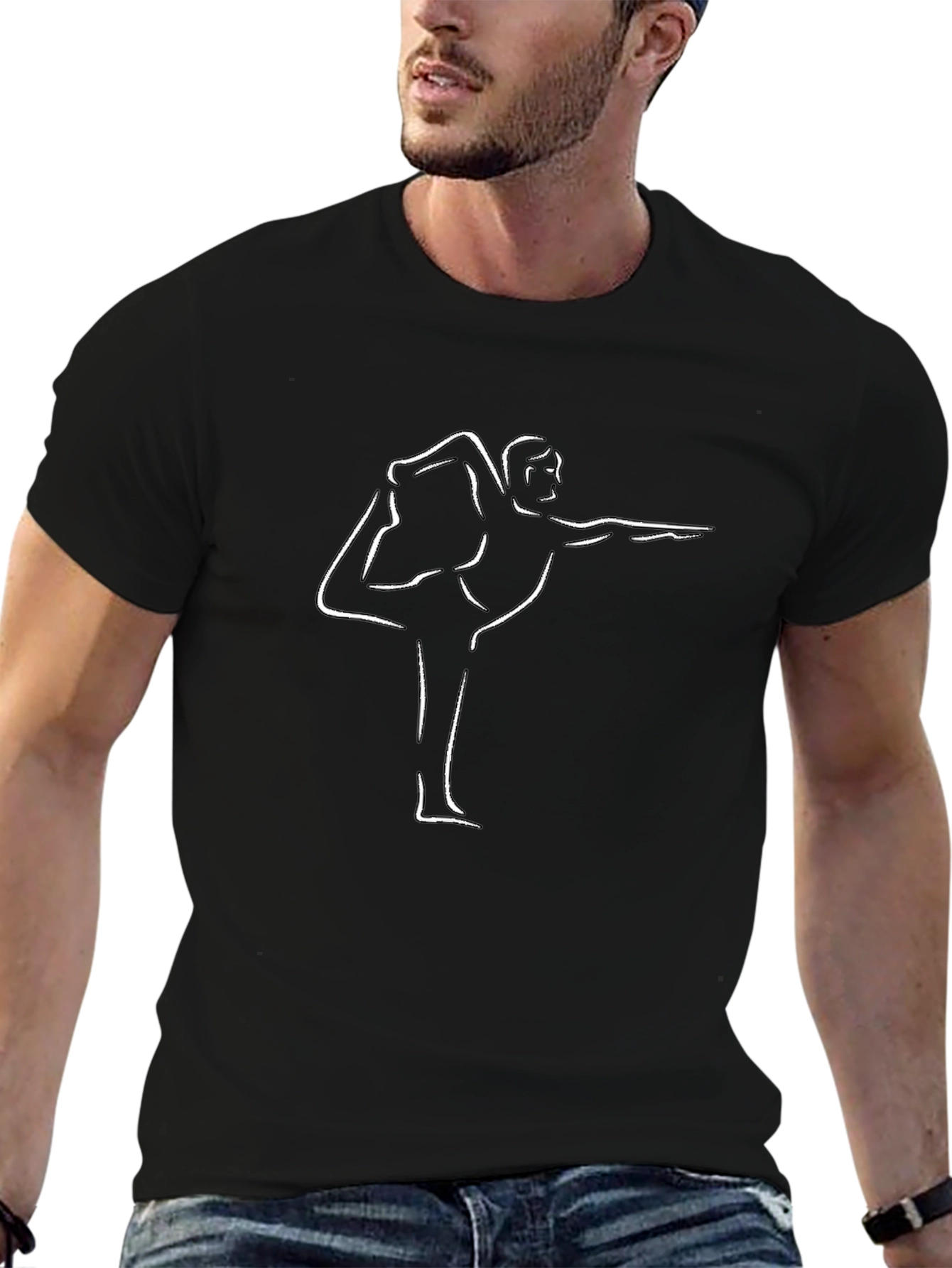 Mens Yoga Pose Graphic Black T-Shirt