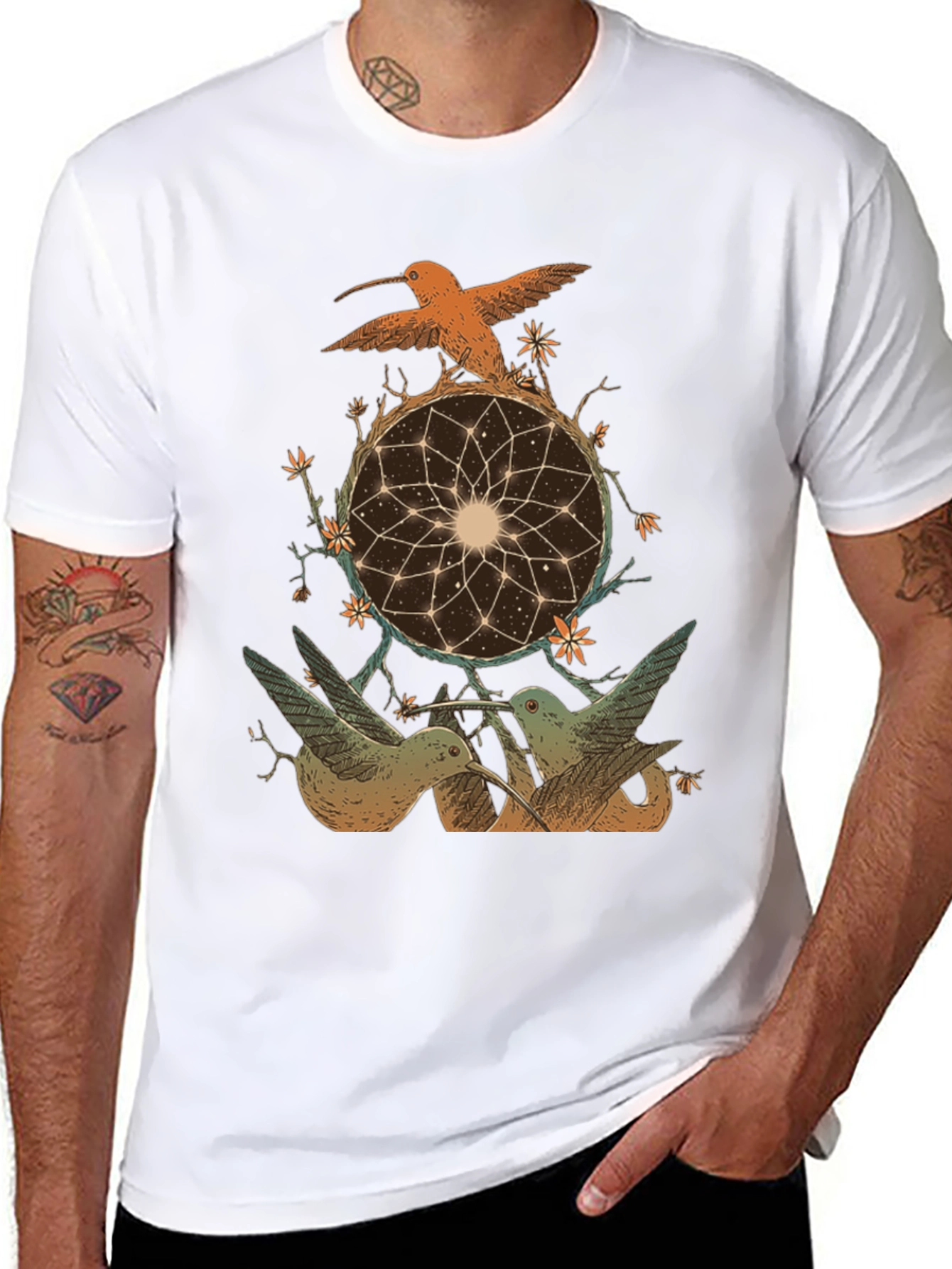 Hummingbird Dreamcatcher Graphic Tee - Black