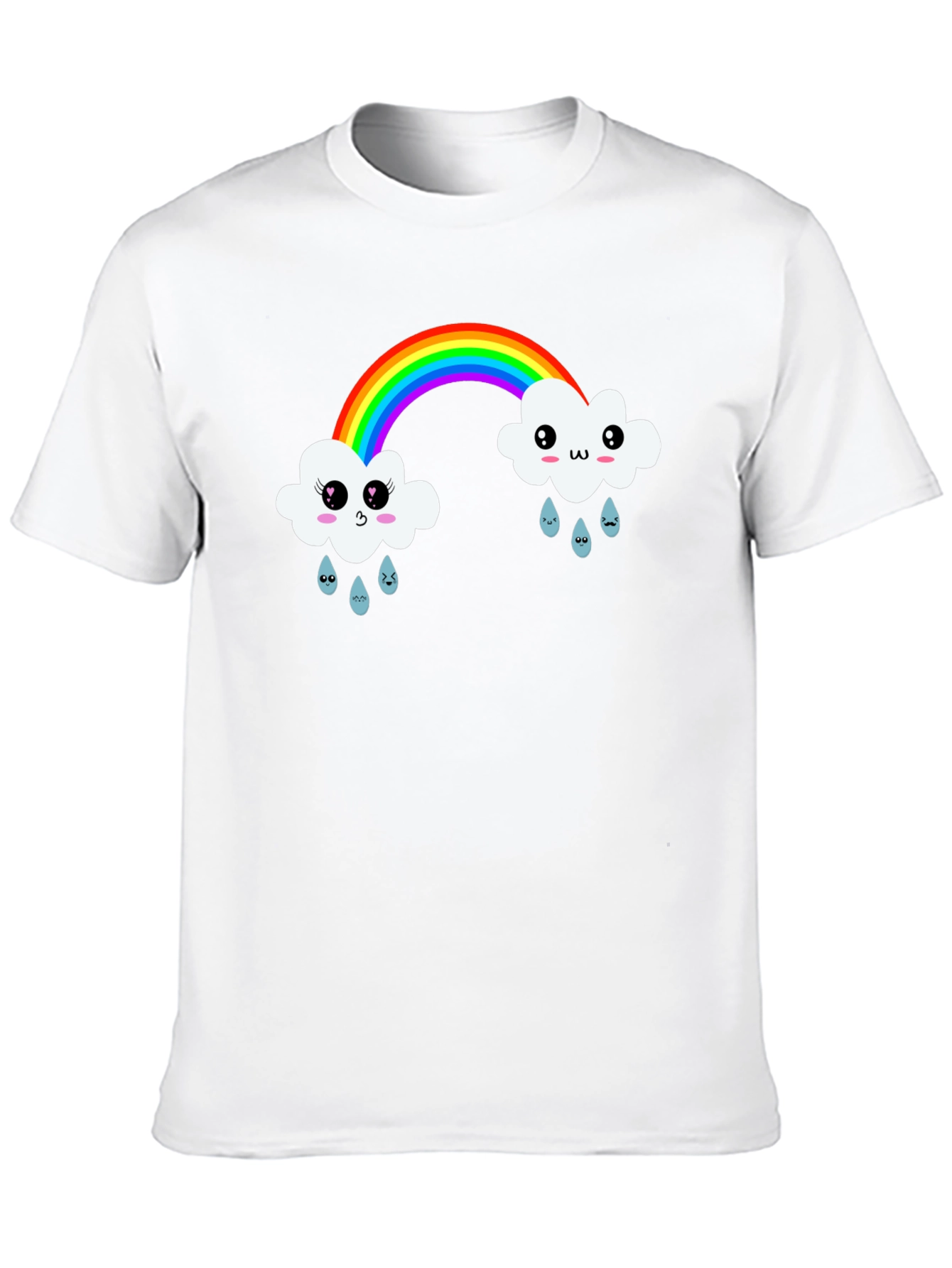 Kawaii Rainbow Cloud Black T-Shirt