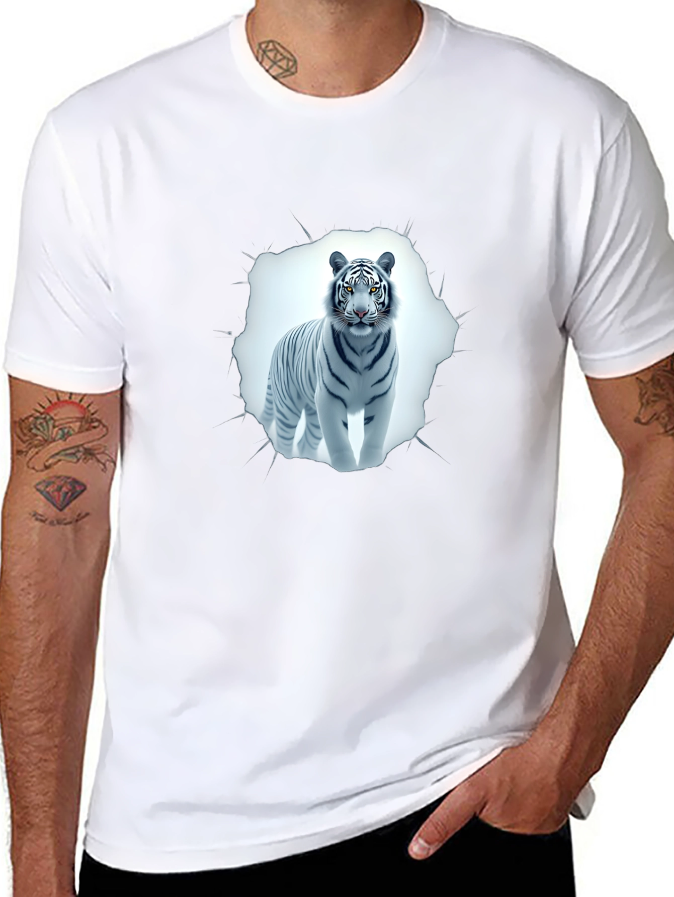 White Tiger Graphic Tee - Black T-Shirt