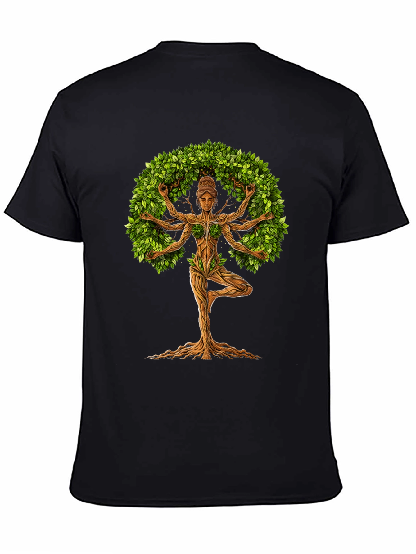 Yoga Tree Pose Black T-Shirt