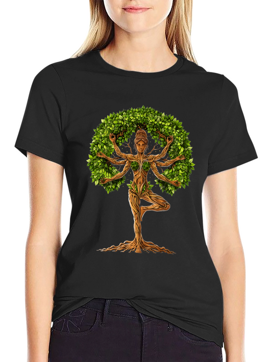 Yoga Tree Pose Black T-Shirt