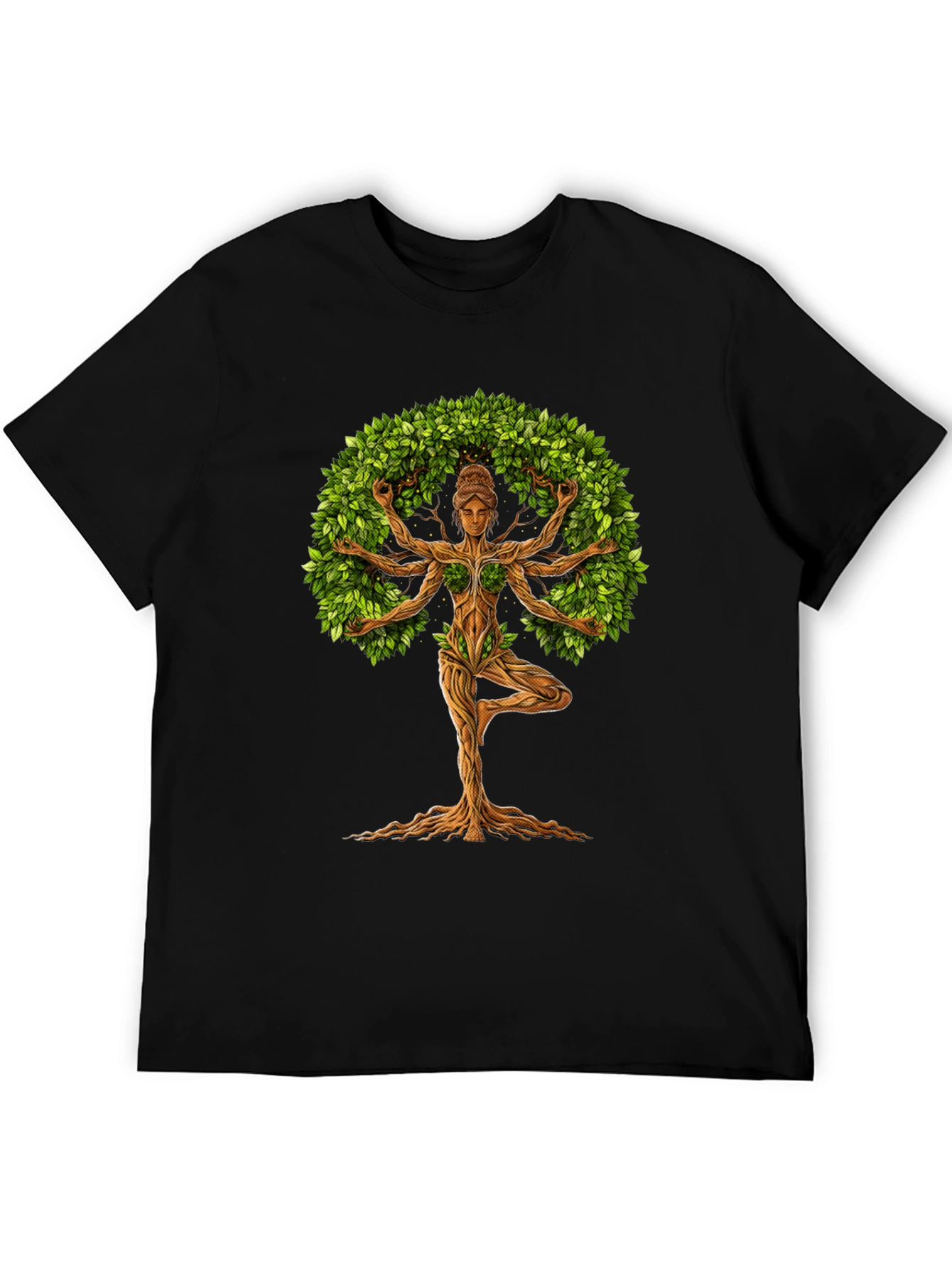 Yoga Tree Pose Black T-Shirt