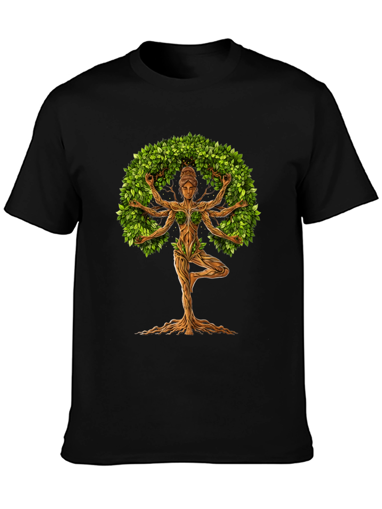 Yoga Tree Pose Black T-Shirt