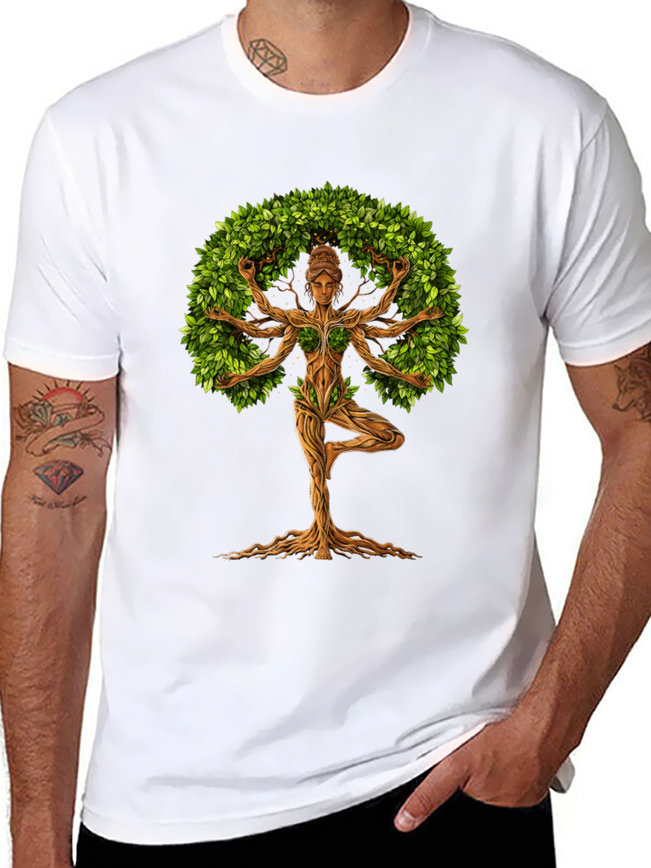 Yoga Tree Pose Black T-Shirt