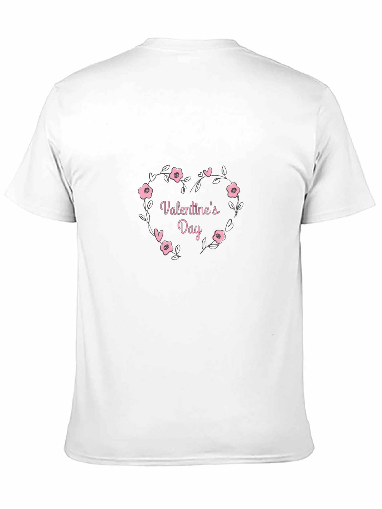 Valentines Day Black T-Shirt Heart of Flowers Love