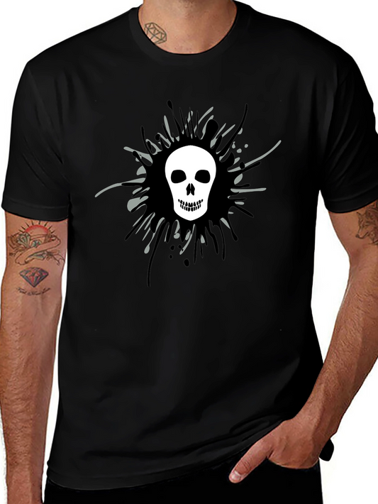 Skull Splatter Graphic Tee - Mens Black T-Shirt