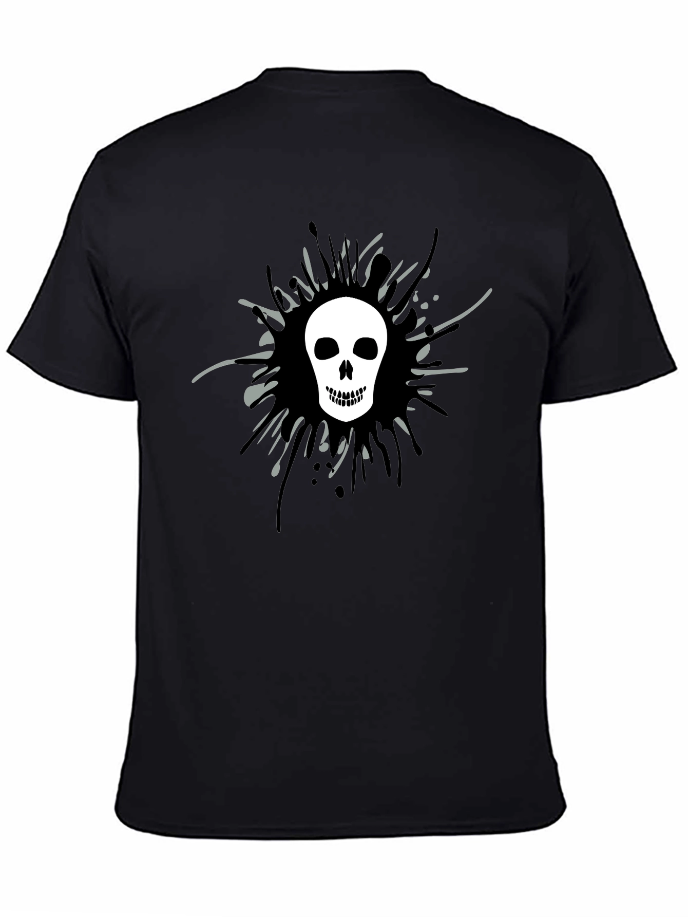 Skull Splatter Graphic Tee - Mens Black T-Shirt