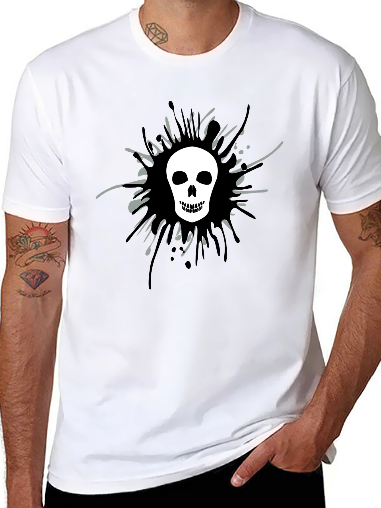Skull Splatter Graphic Tee - Mens Black T-Shirt