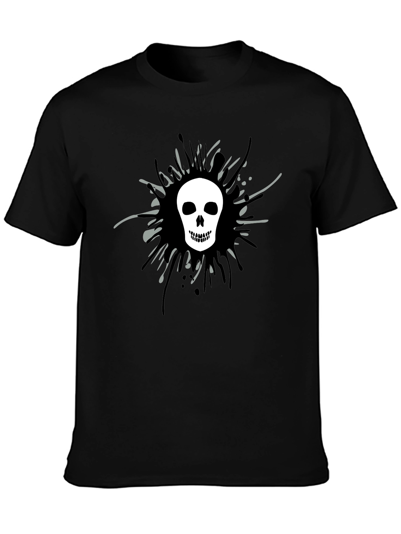 Skull Splatter Graphic Tee - Mens Black T-Shirt