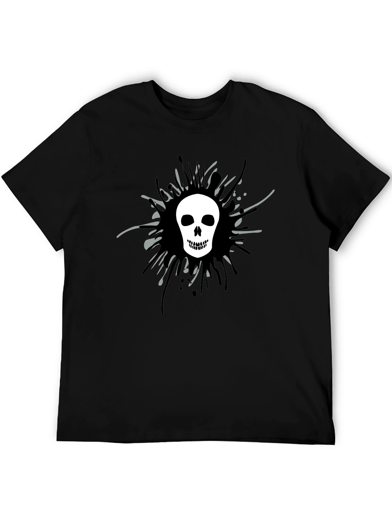 Skull Splatter Graphic Tee - Mens Black T-Shirt