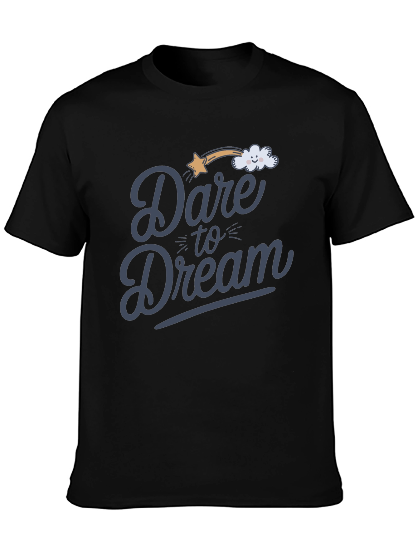 Dare to Dream Graphic Tee - Soft Black Cotton