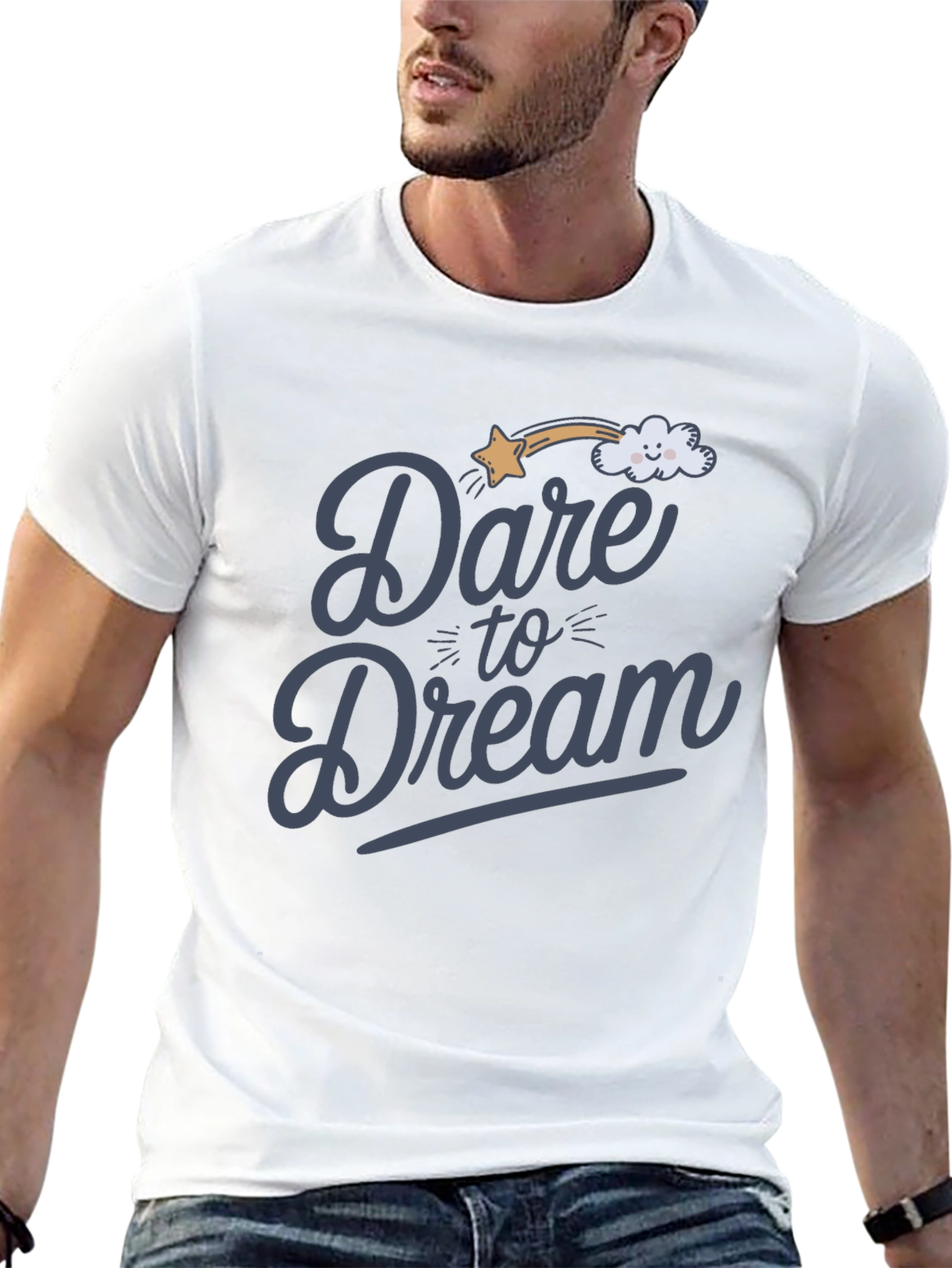 Dare to Dream Graphic Tee - Soft Black Cotton