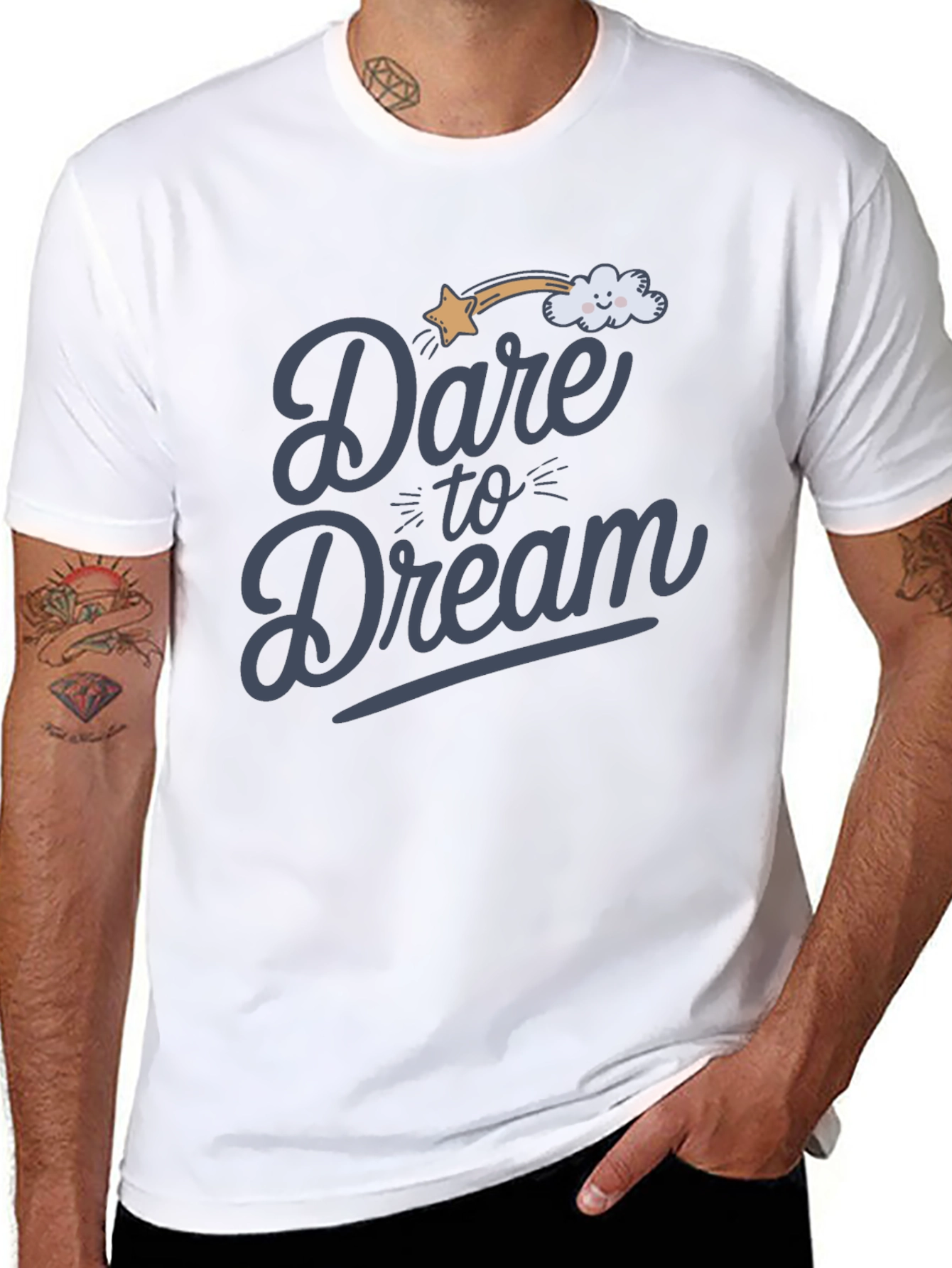 Dare to Dream Graphic Tee - Soft Black Cotton