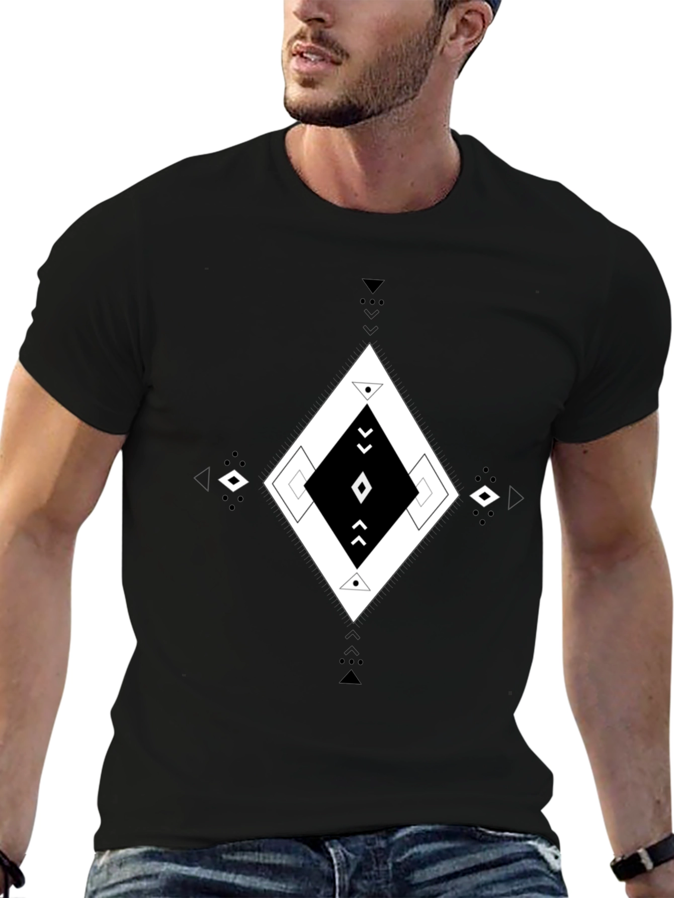 Geometric Diamond Print Mens T-Shirt