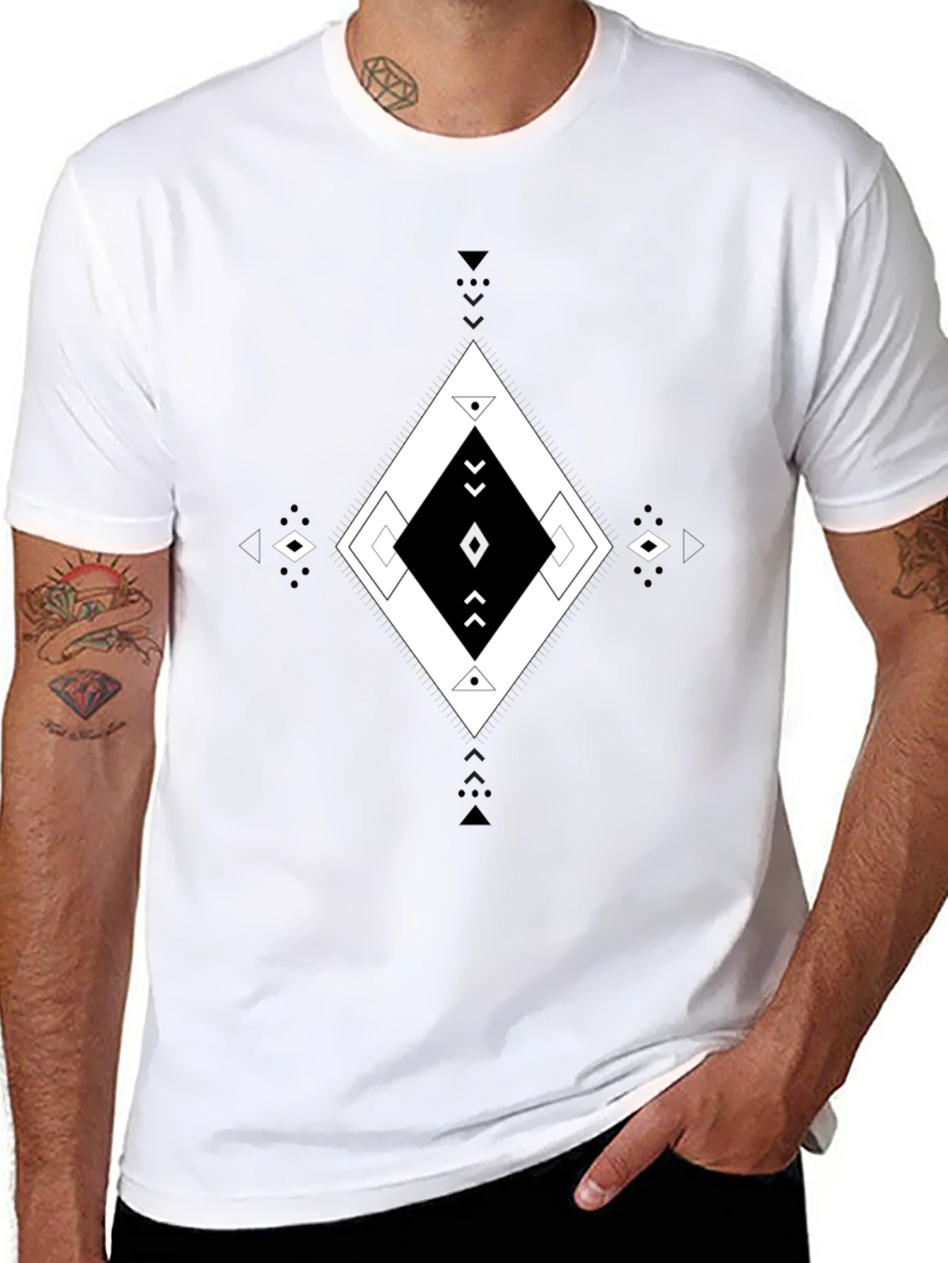 Geometric Diamond Print Mens T-Shirt