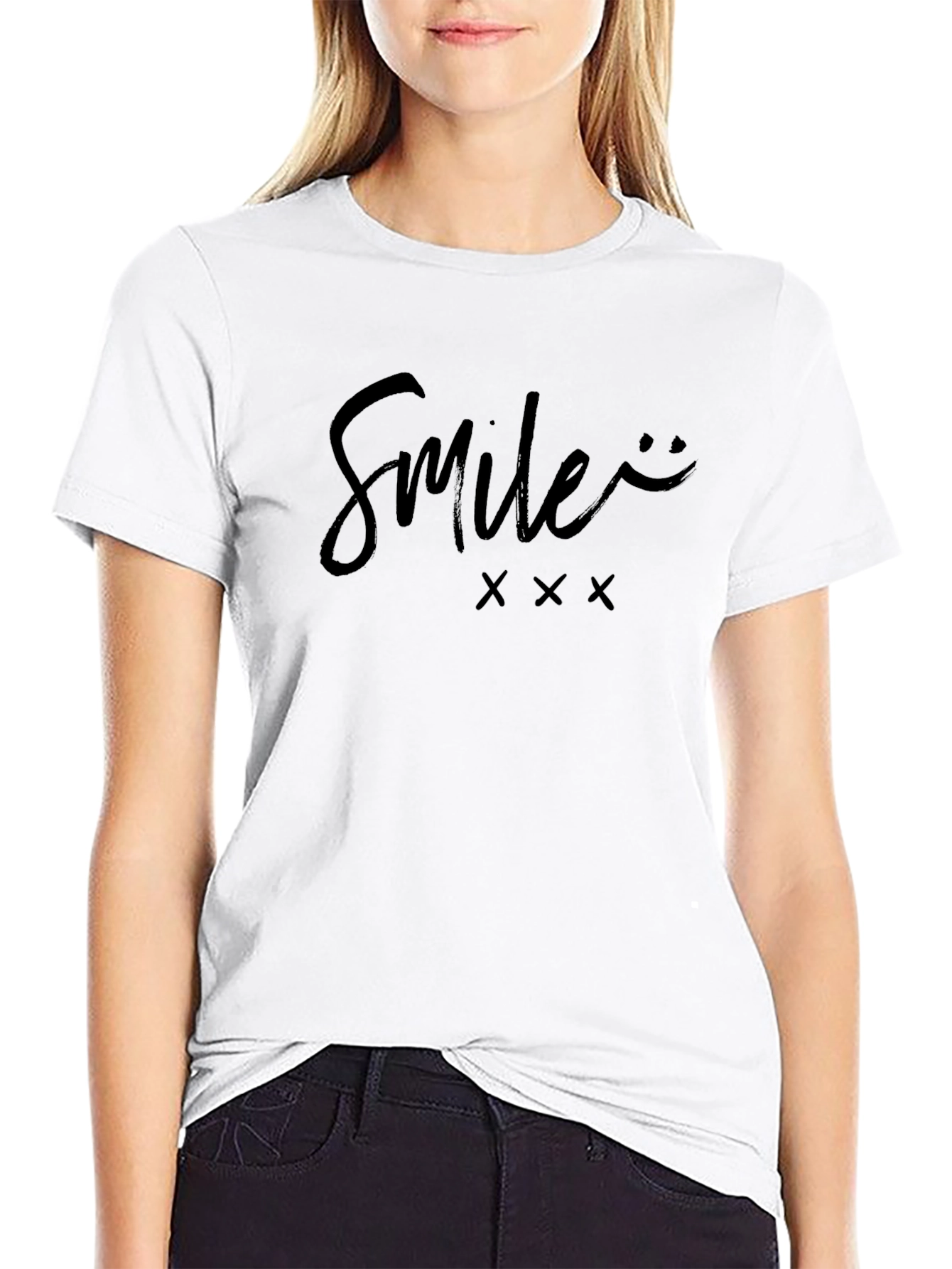 Smile Graphic Black Tee - Casual Comfort