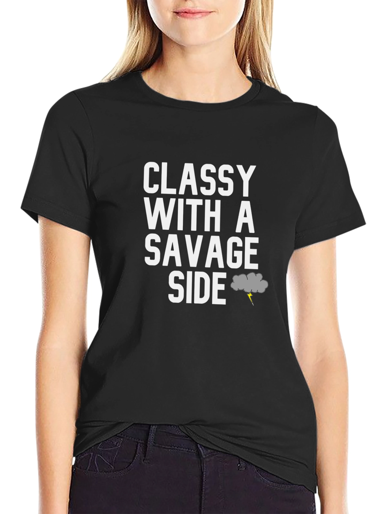 Classy with a Savage Side Black Graphic Tee