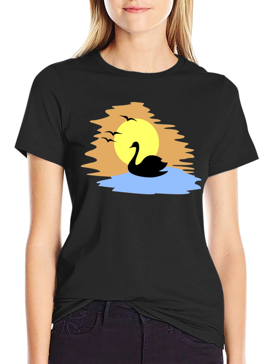 Swan Silhouette Graphic Tee - Black T-Shirt