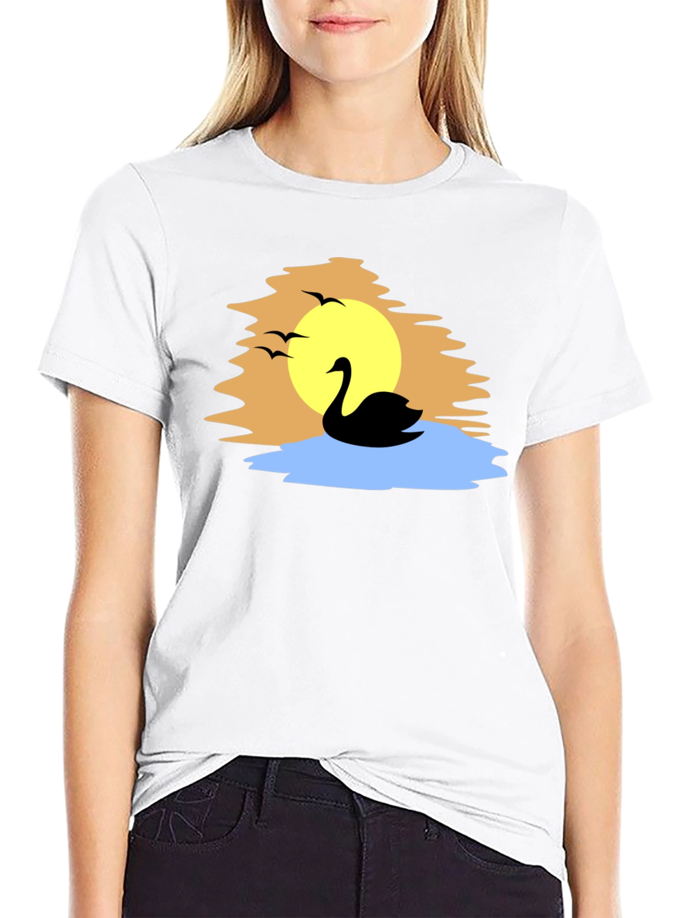 Swan Silhouette Graphic Tee - Black T-Shirt