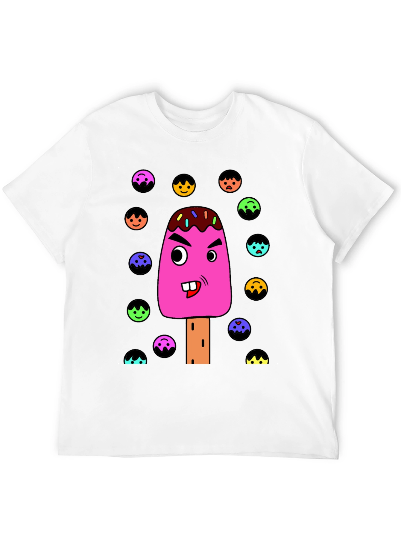 Funny Cartoon Ice Cream Graphic T-Shirt