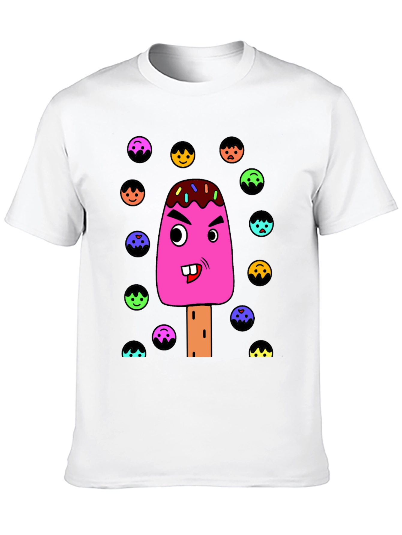 Funny Cartoon Ice Cream Graphic T-Shirt