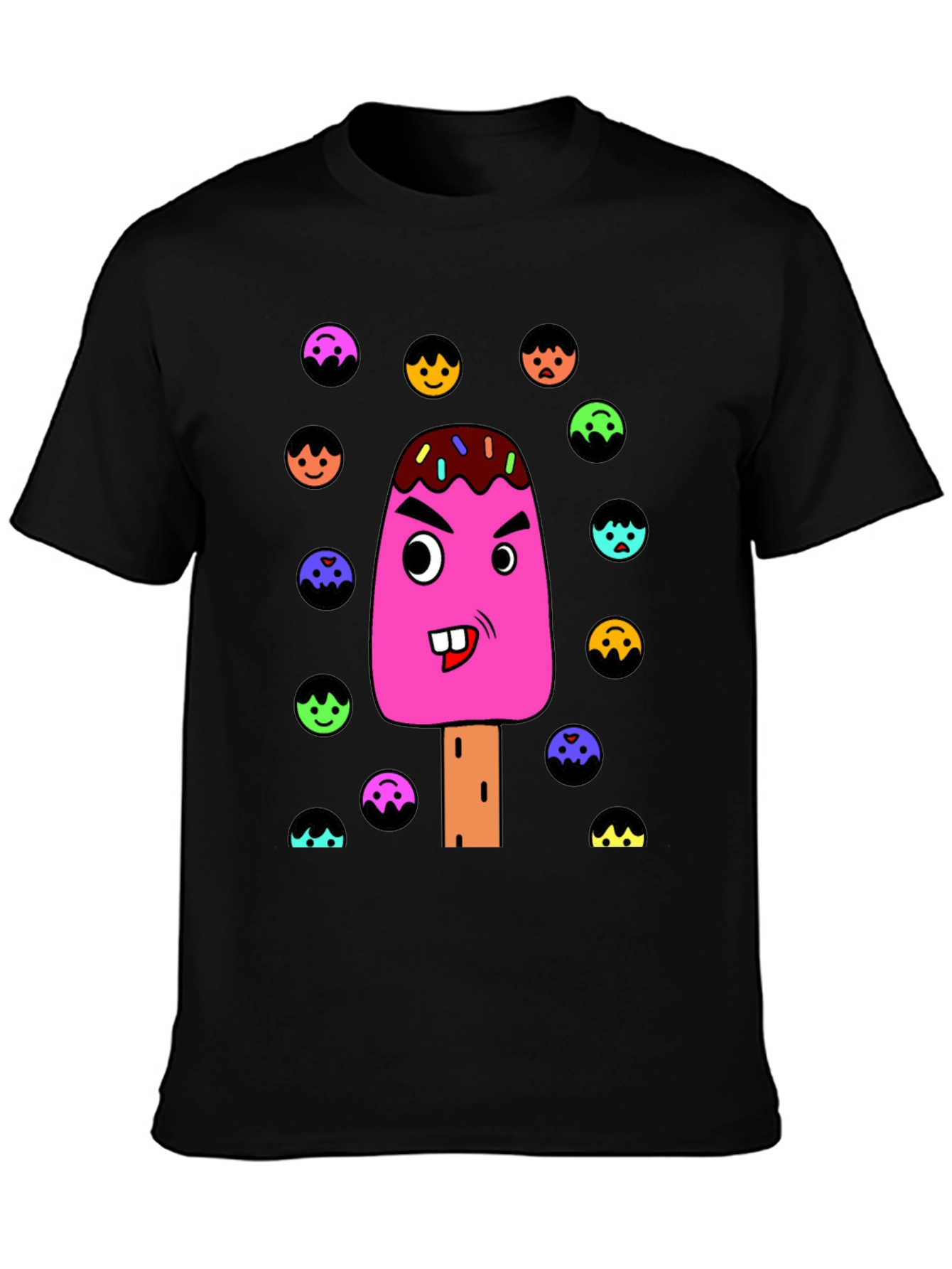 Funny Cartoon Ice Cream Graphic T-Shirt