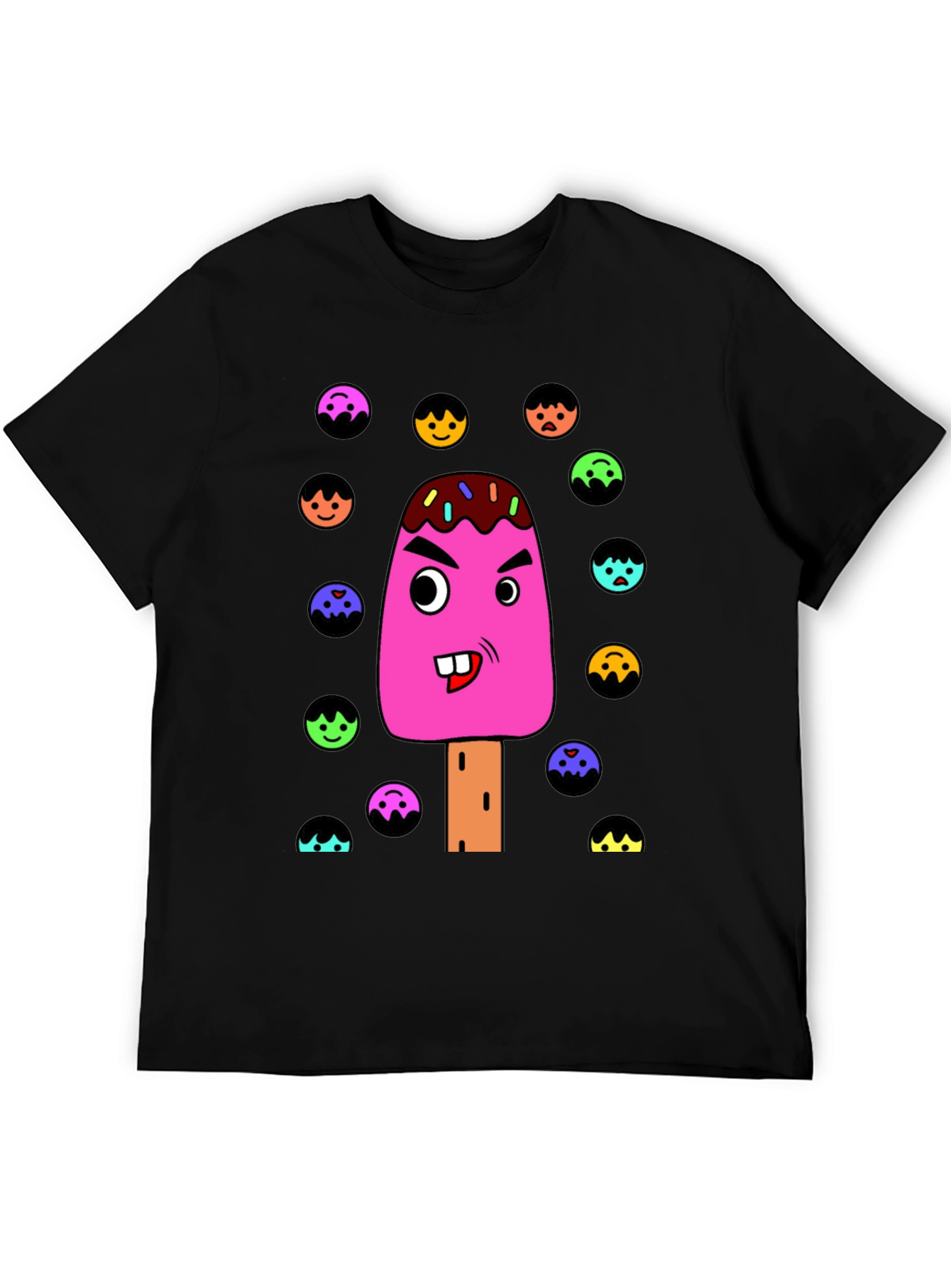 Funny Cartoon Ice Cream Graphic T-Shirt