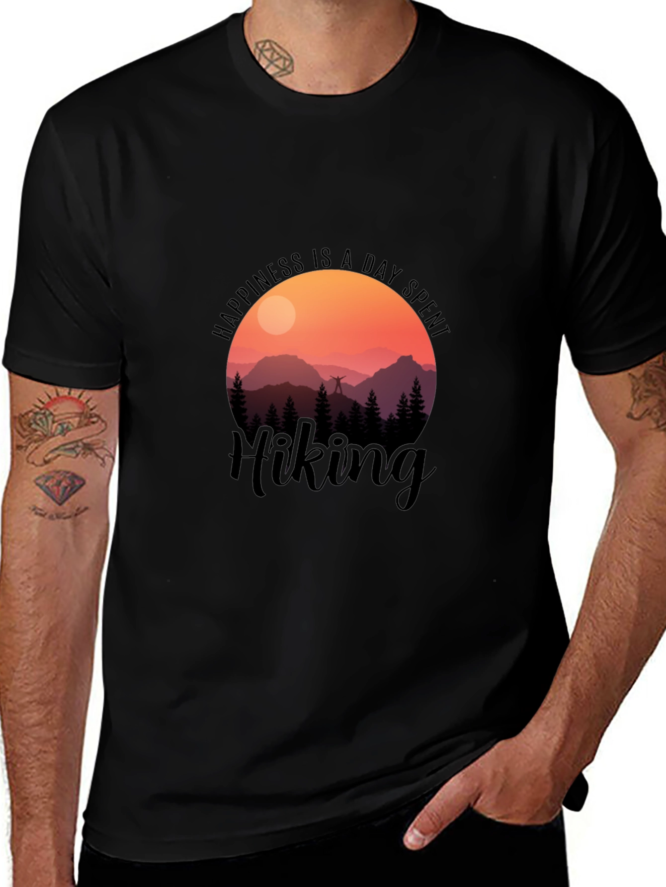 Happiness is a Day Spent Hiking Graphic T-Shirt