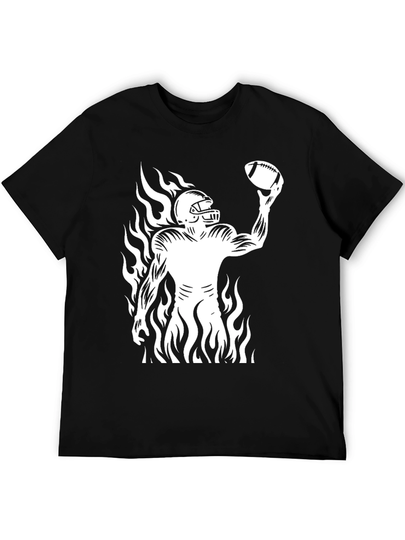 Flaming Football Player Graphic Tee