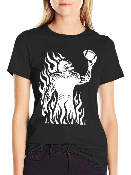 Flaming Football Player Graphic Tee