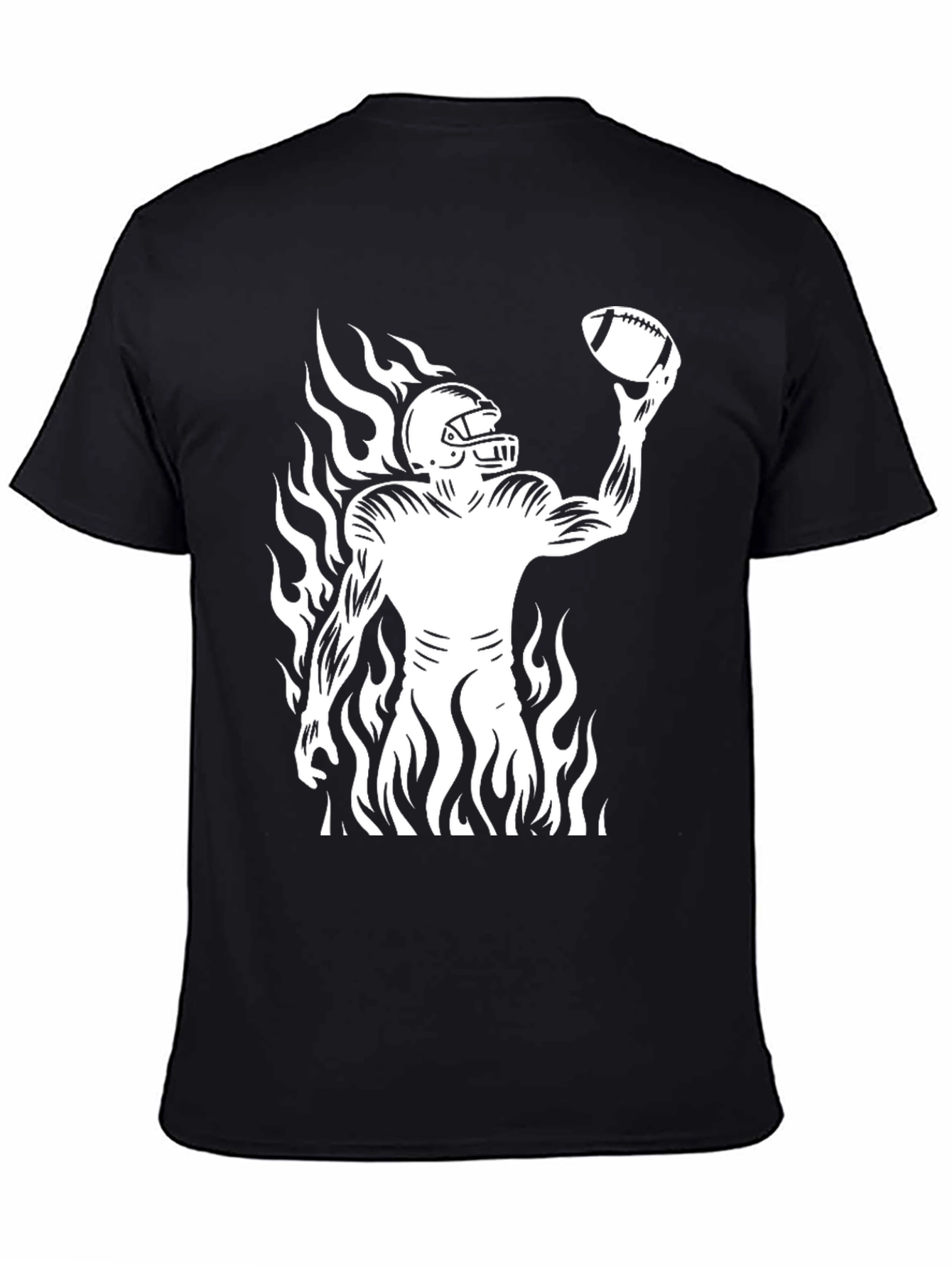Flaming Football Player Graphic Tee