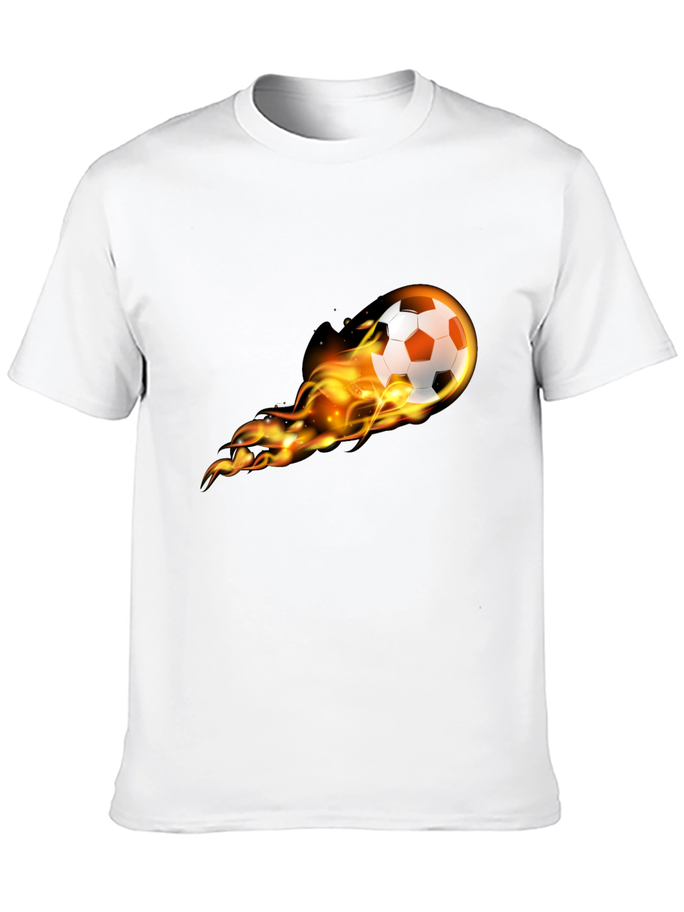 Flaming Soccer Ball Graphic Tee - Black Cotton T-Shirt