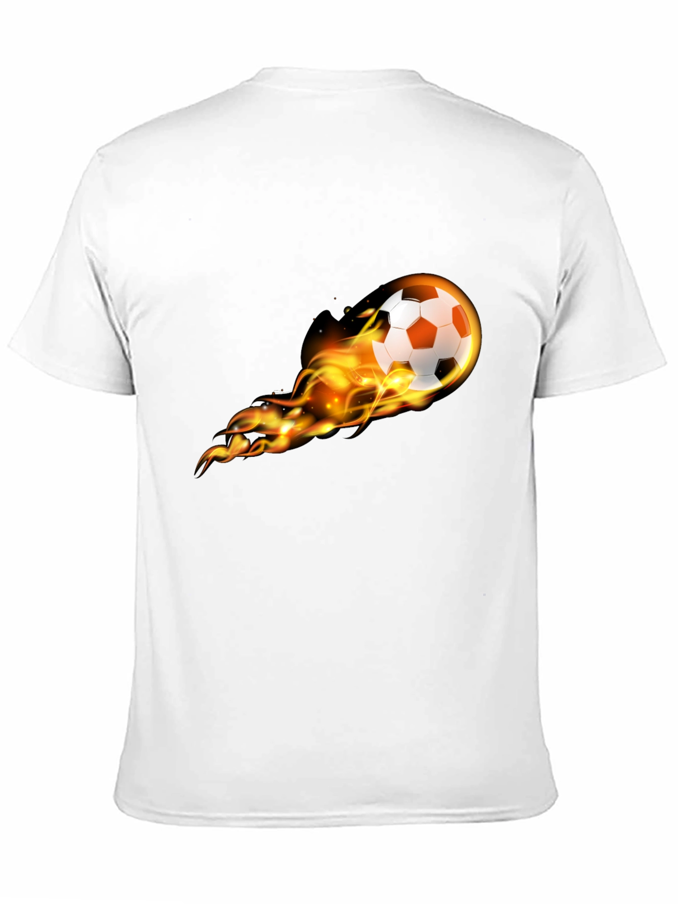 Flaming Soccer Ball Graphic Tee - Black Cotton T-Shirt