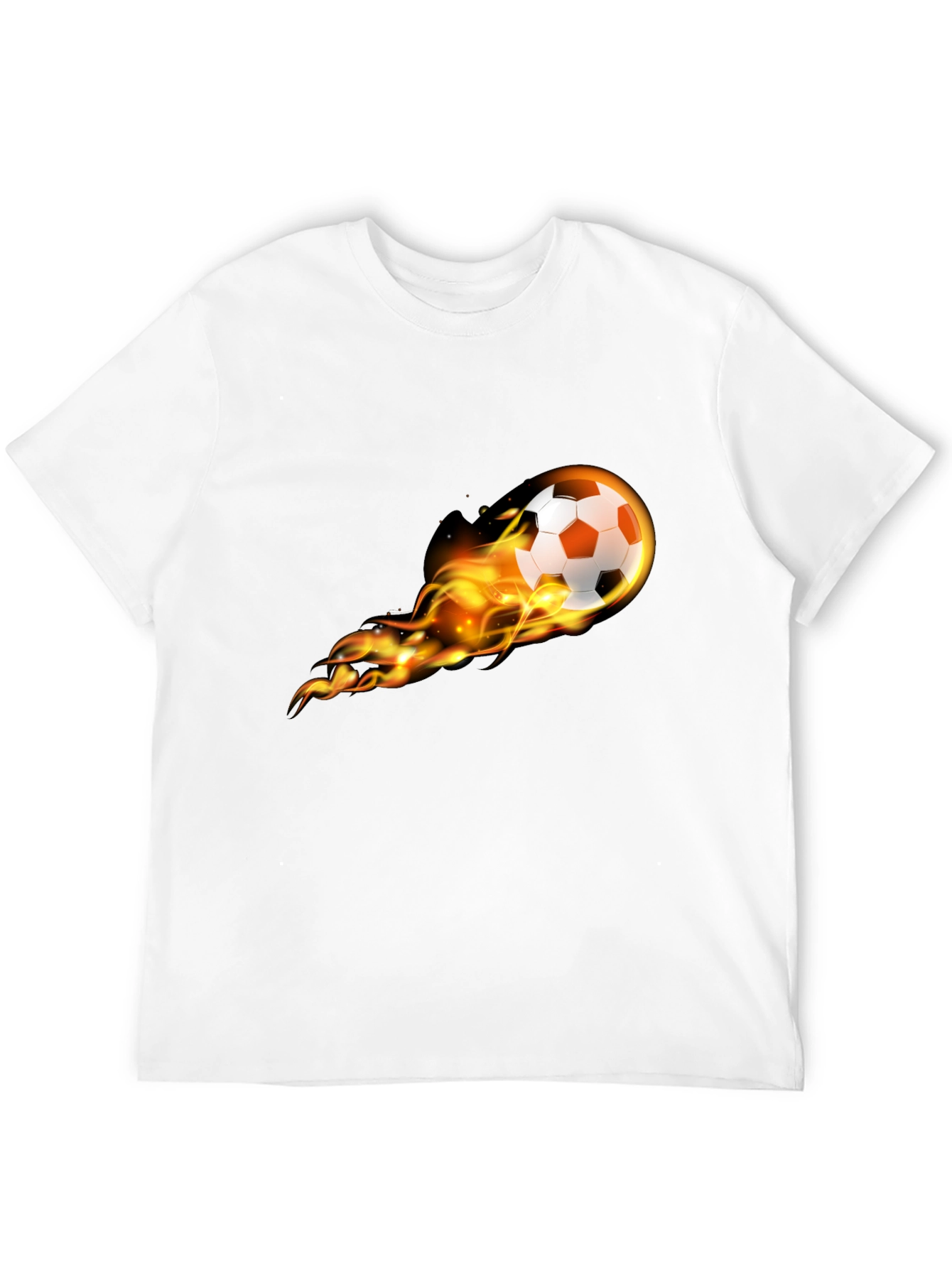 Flaming Soccer Ball Graphic Tee - Black Cotton T-Shirt
