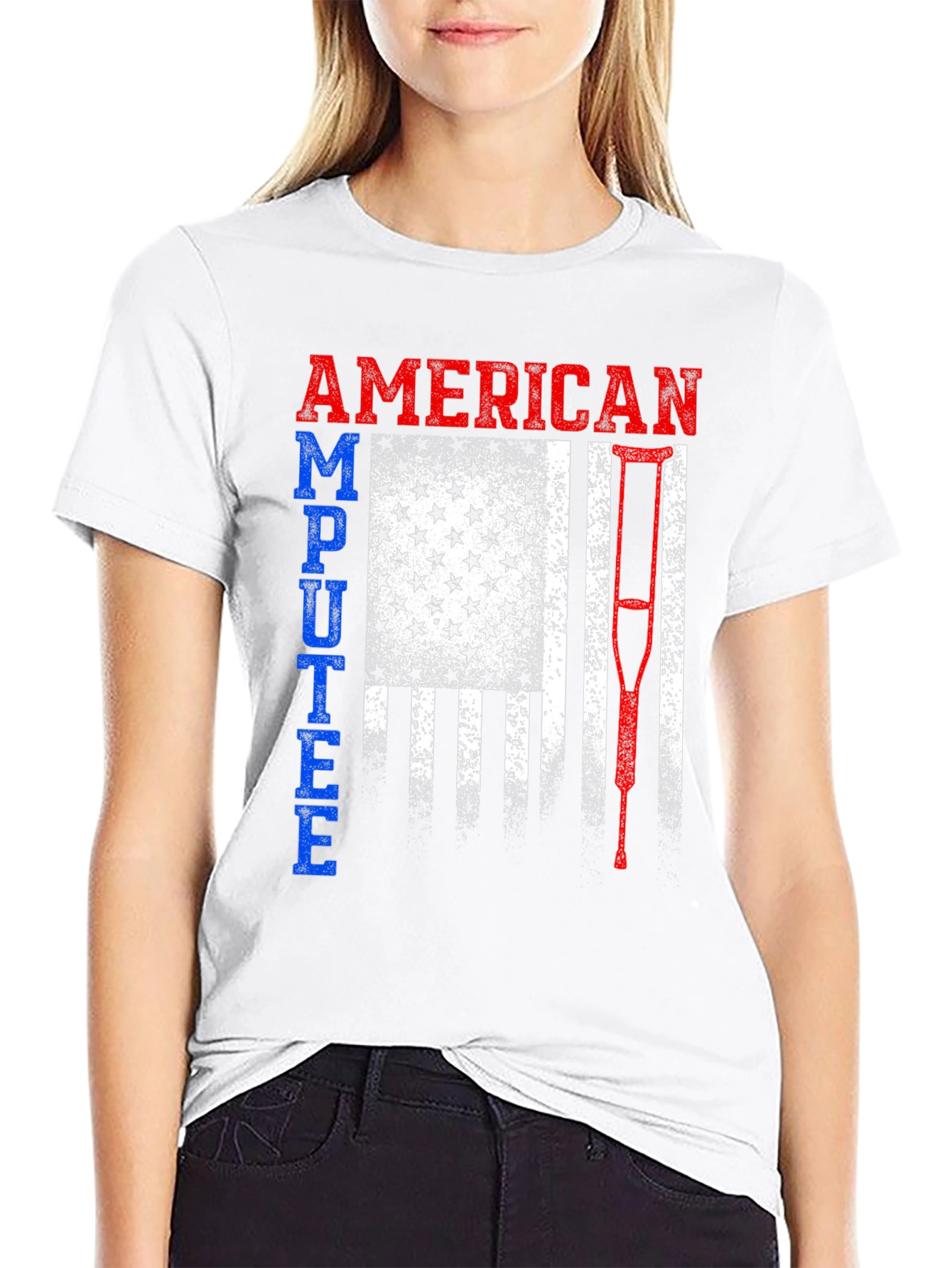 American Amputee Patriotic Flag Graphic T-Shirt
