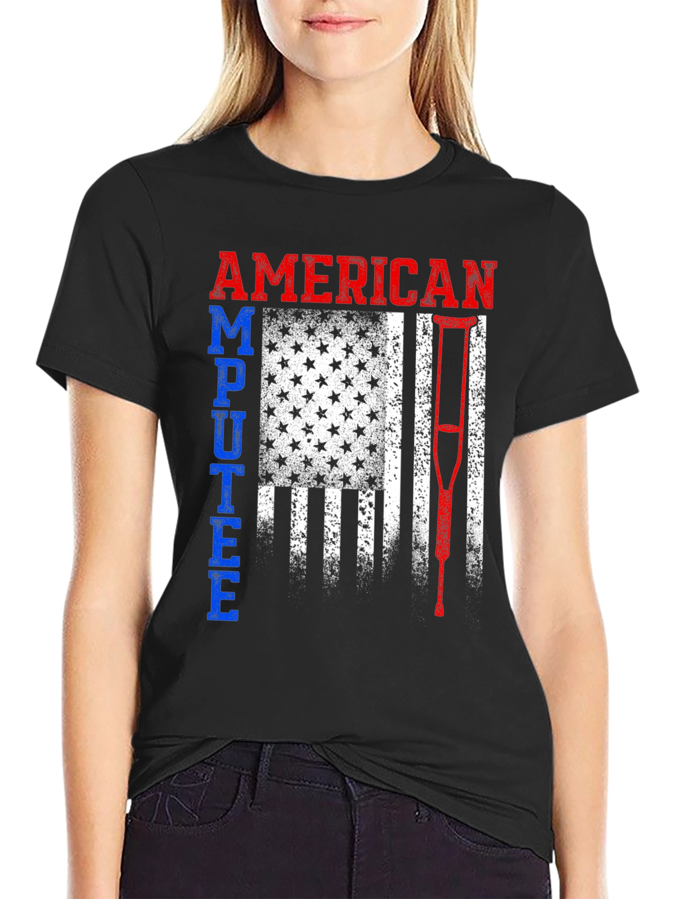American Amputee Patriotic Flag Graphic T-Shirt