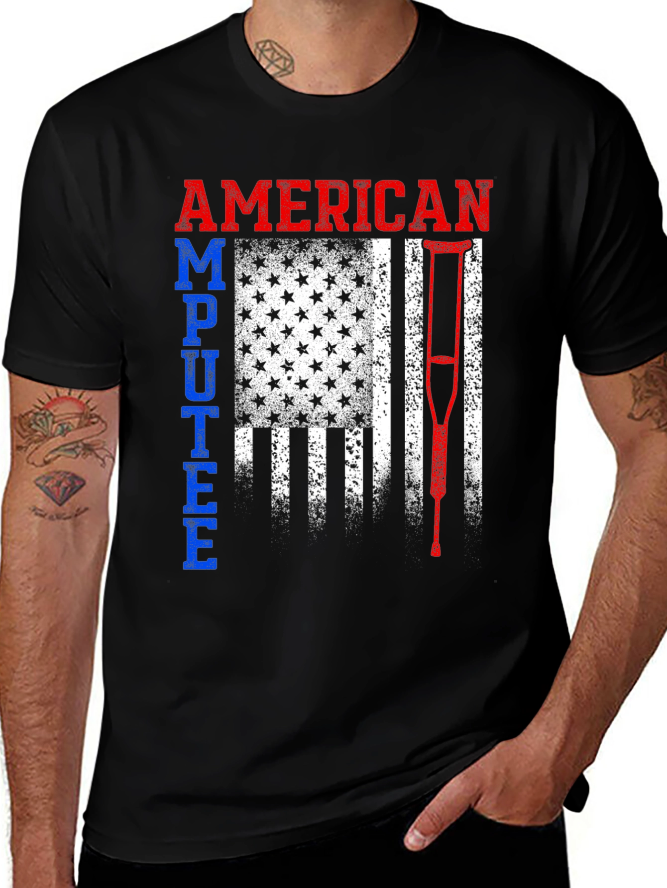 American Amputee Patriotic Flag Graphic T-Shirt
