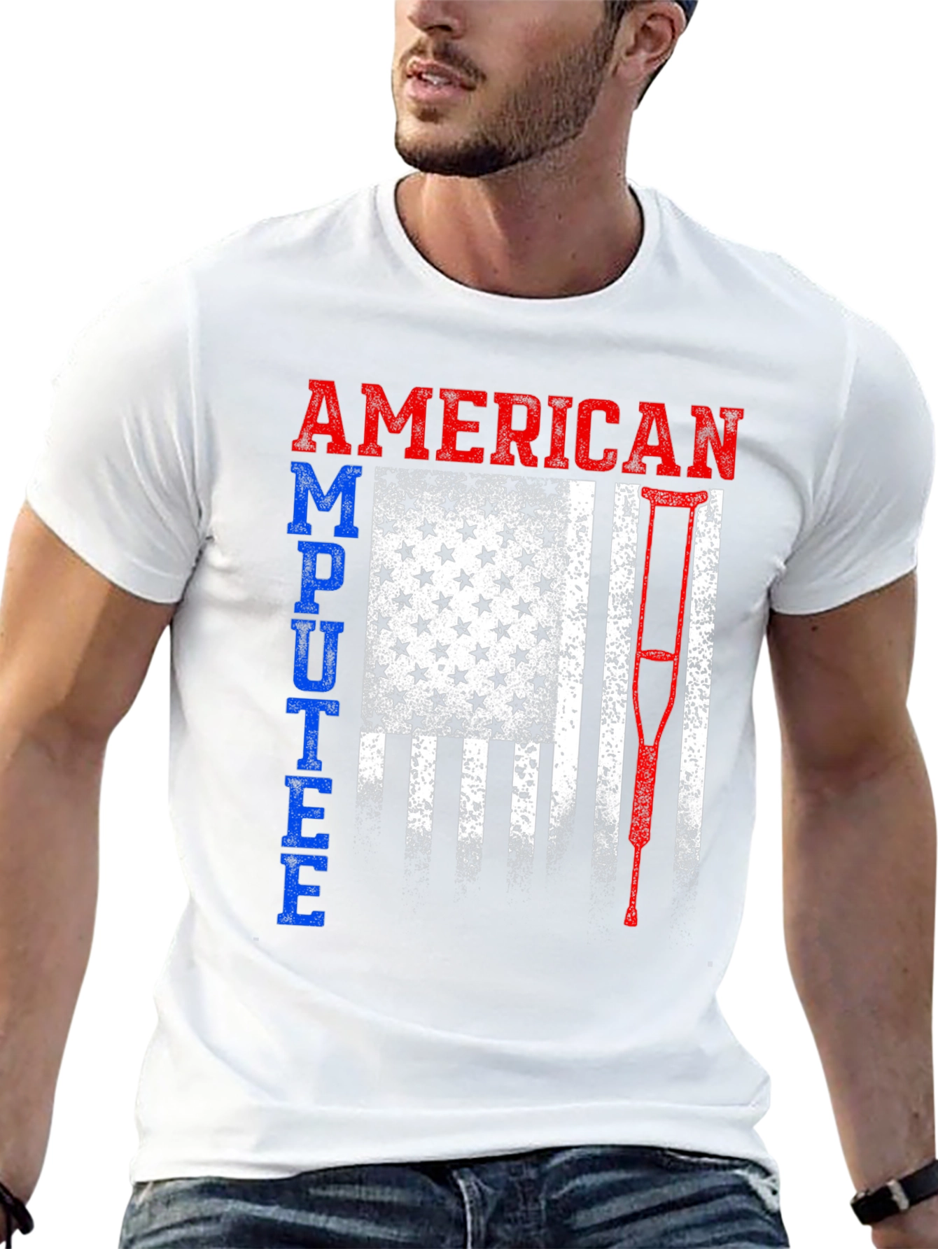 American Amputee Patriotic Flag Graphic T-Shirt