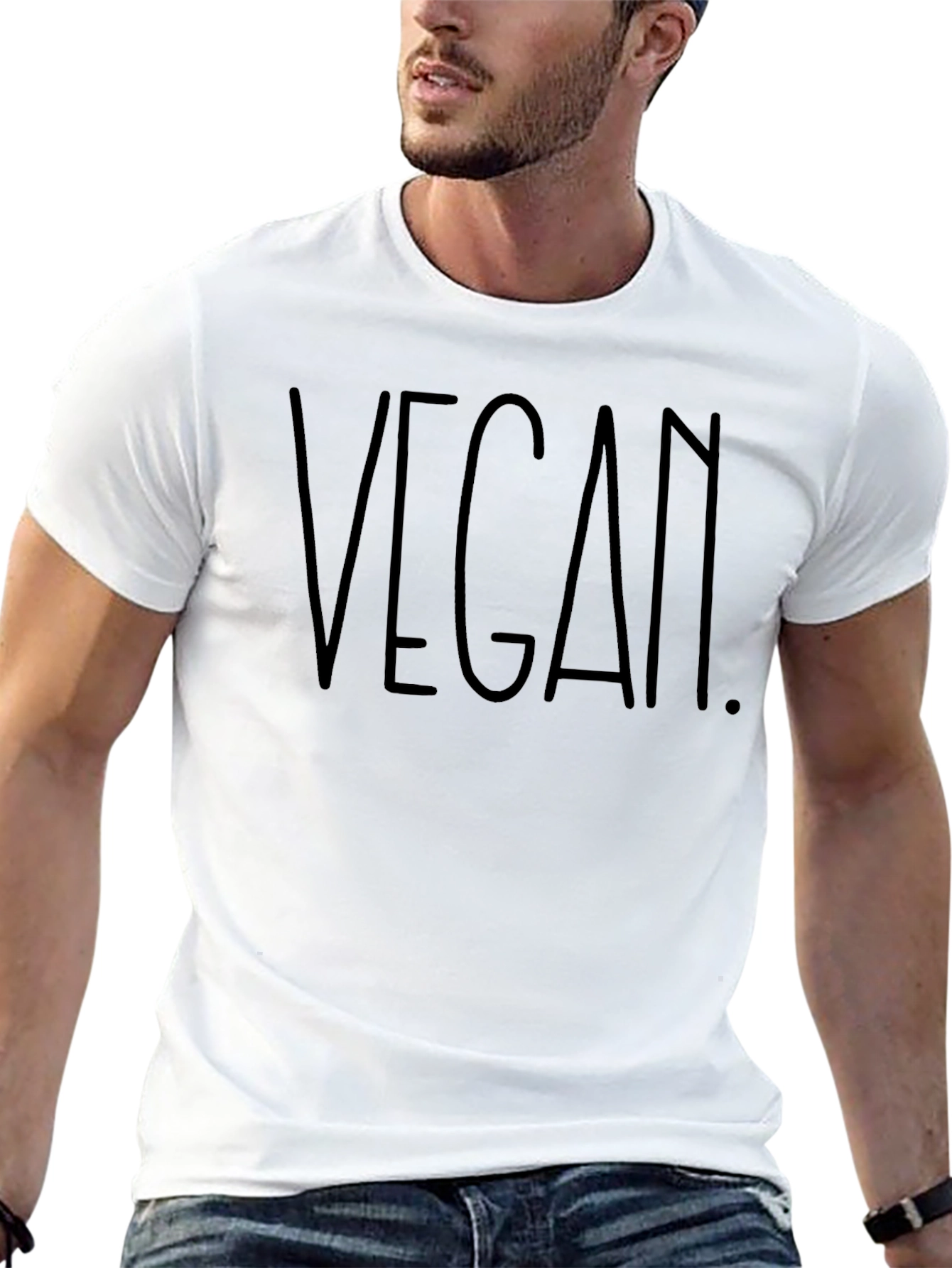 Vegan Statement T-Shirt - Black Crew Neck Tee