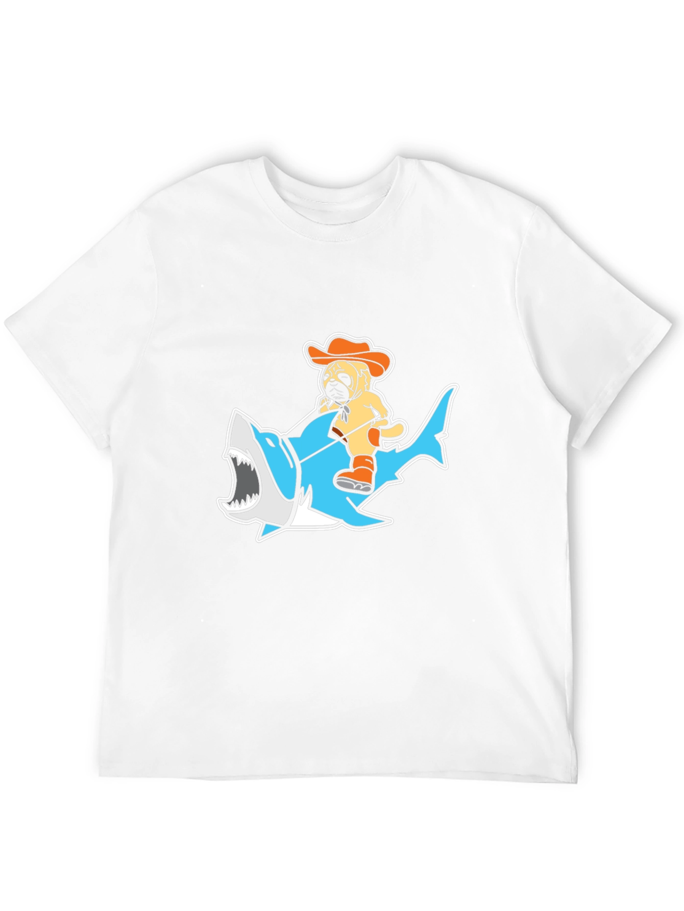 Pug Riding Shark Graphic T-Shirt - Black