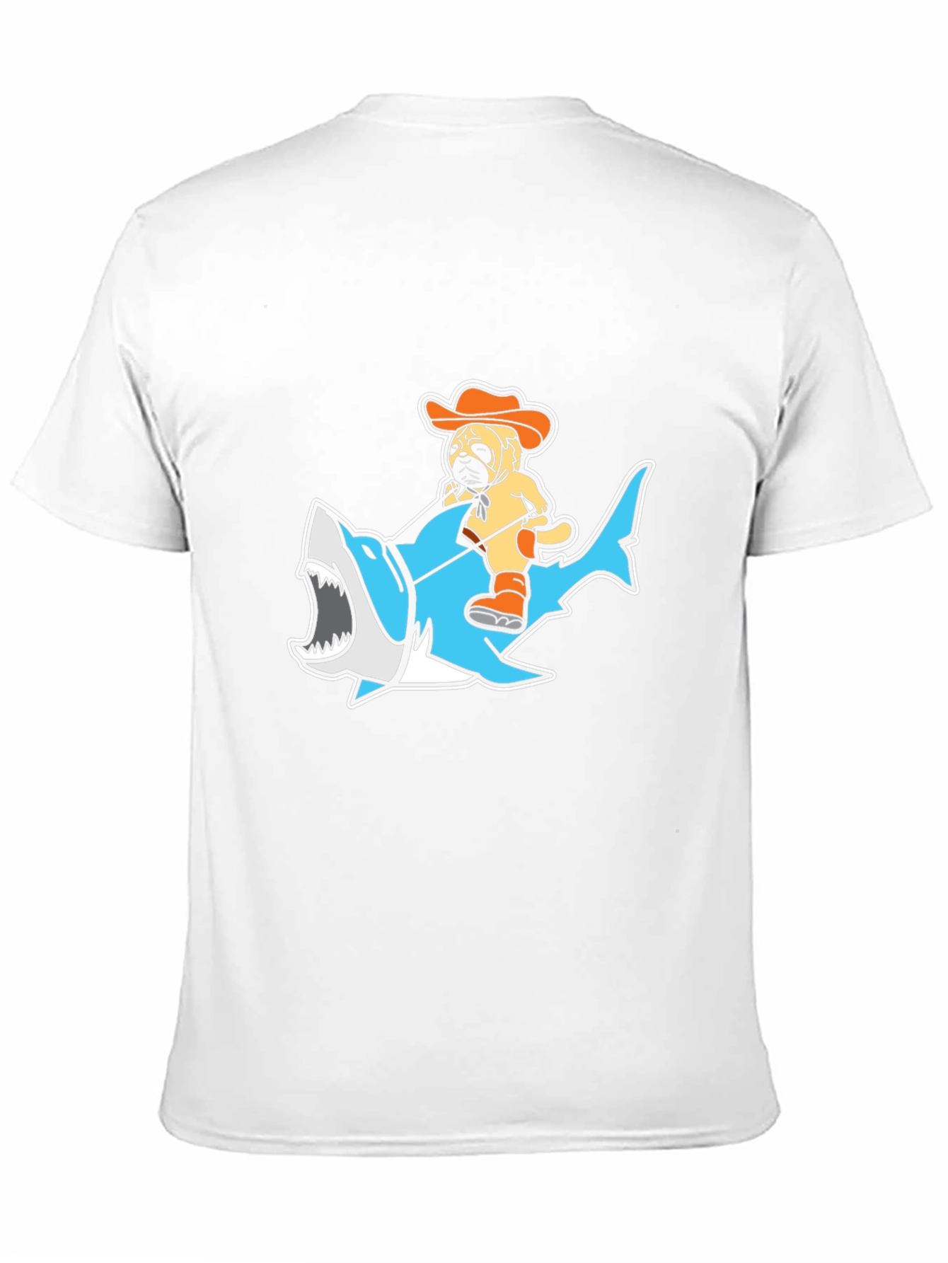 Pug Riding Shark Graphic T-Shirt - Black