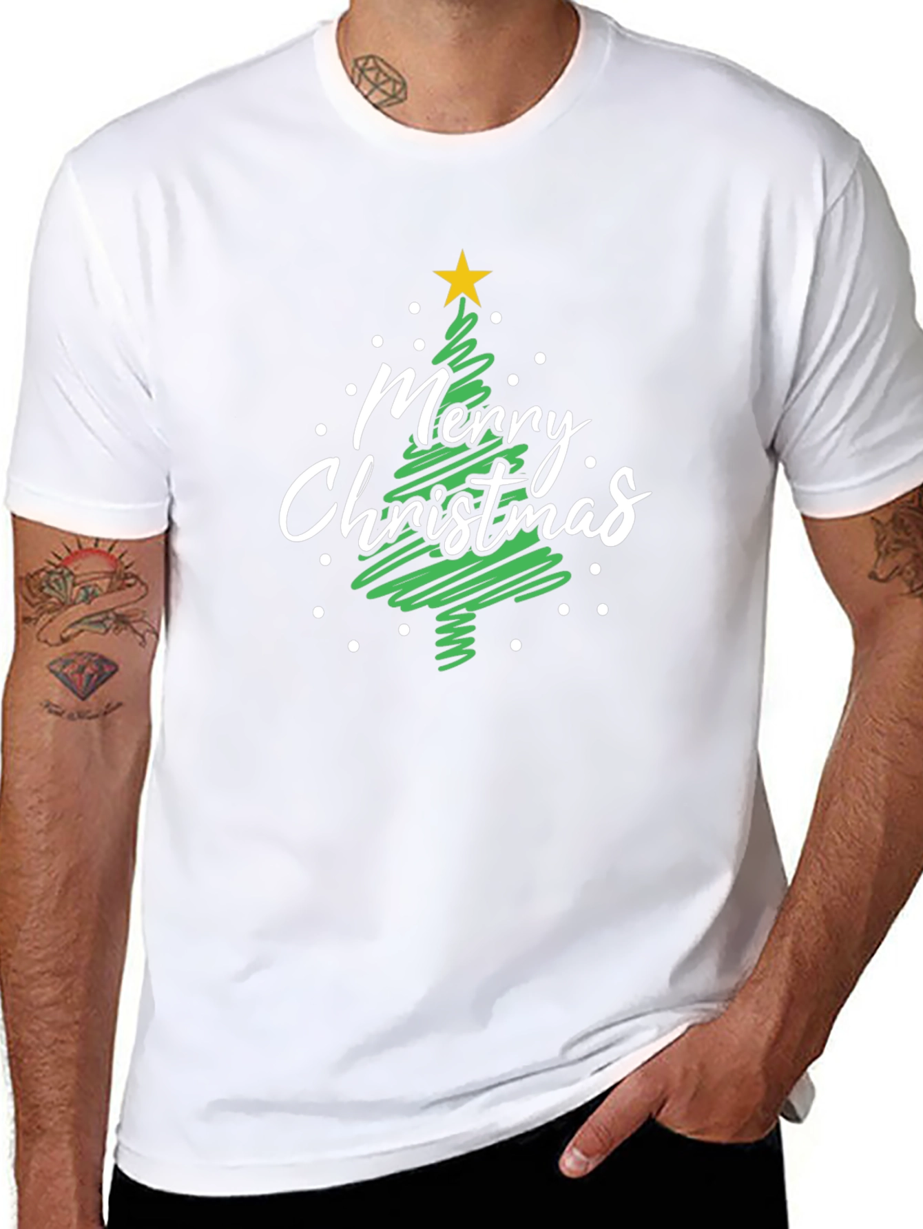 Merry Christmas Tree Black T-Shirt